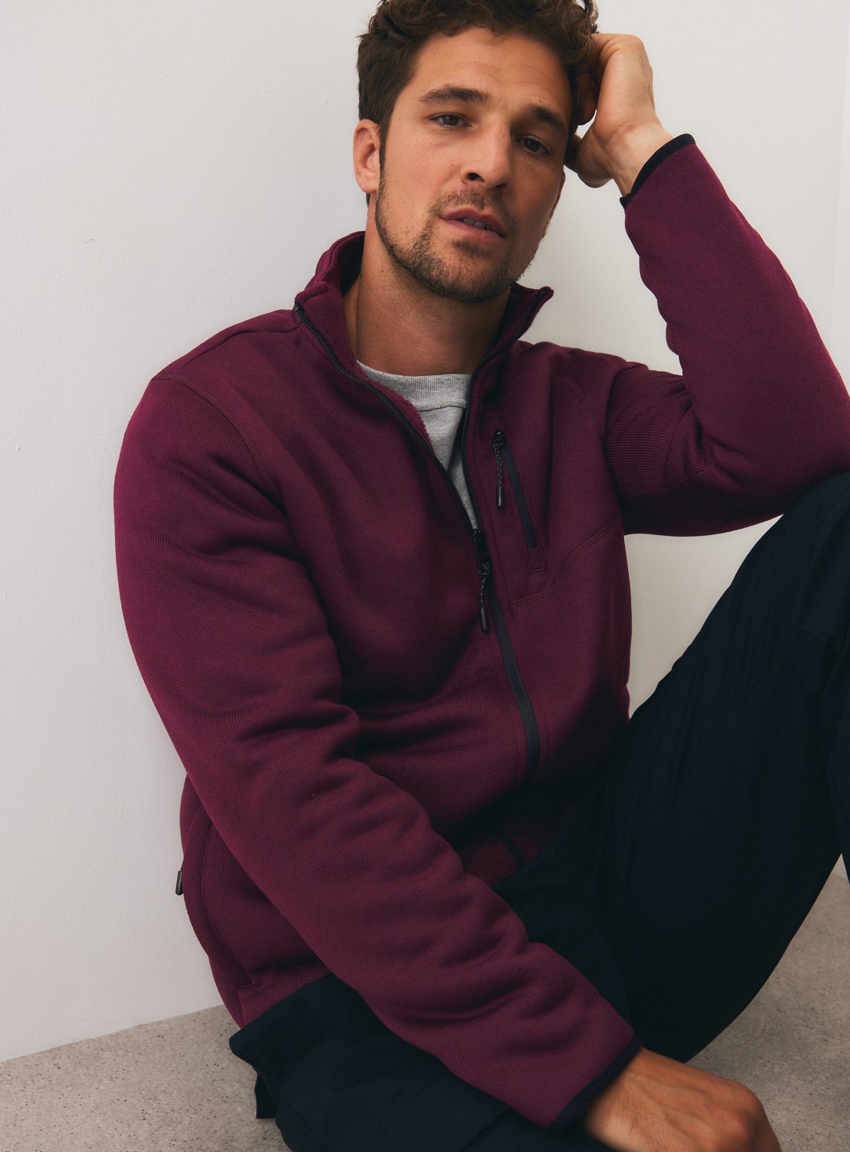 Dark Red Borg Fleece Jacket 