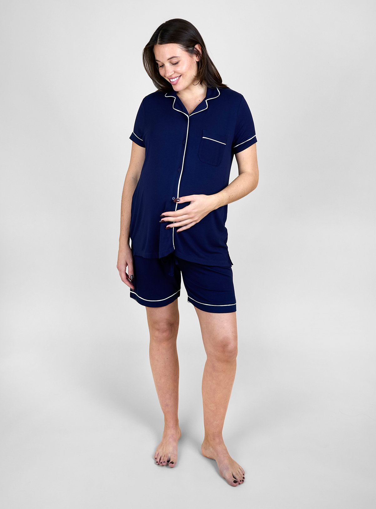 JOJO MAMAN BÉBÉ Piping Maternity Short Pyjamas Set