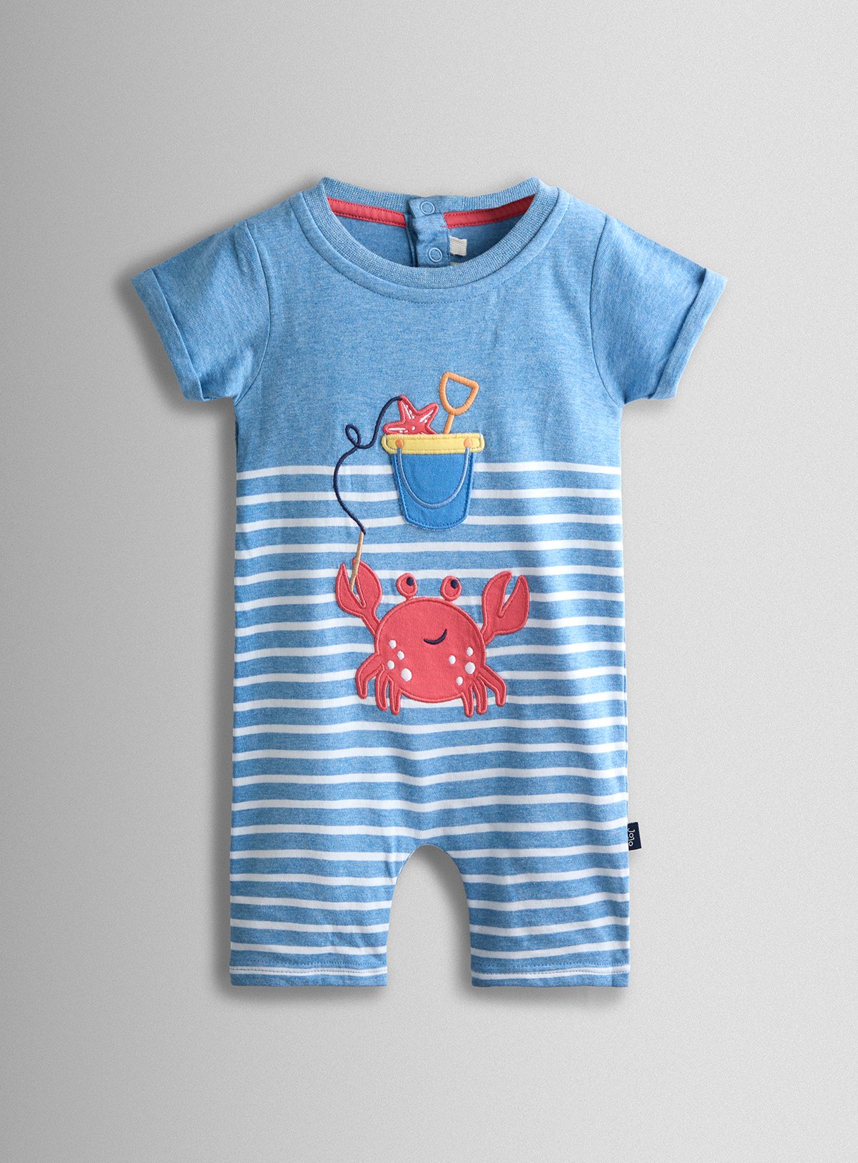 JOJO MAMAN BÉBÉ Crab Applique Pocket Romper 
