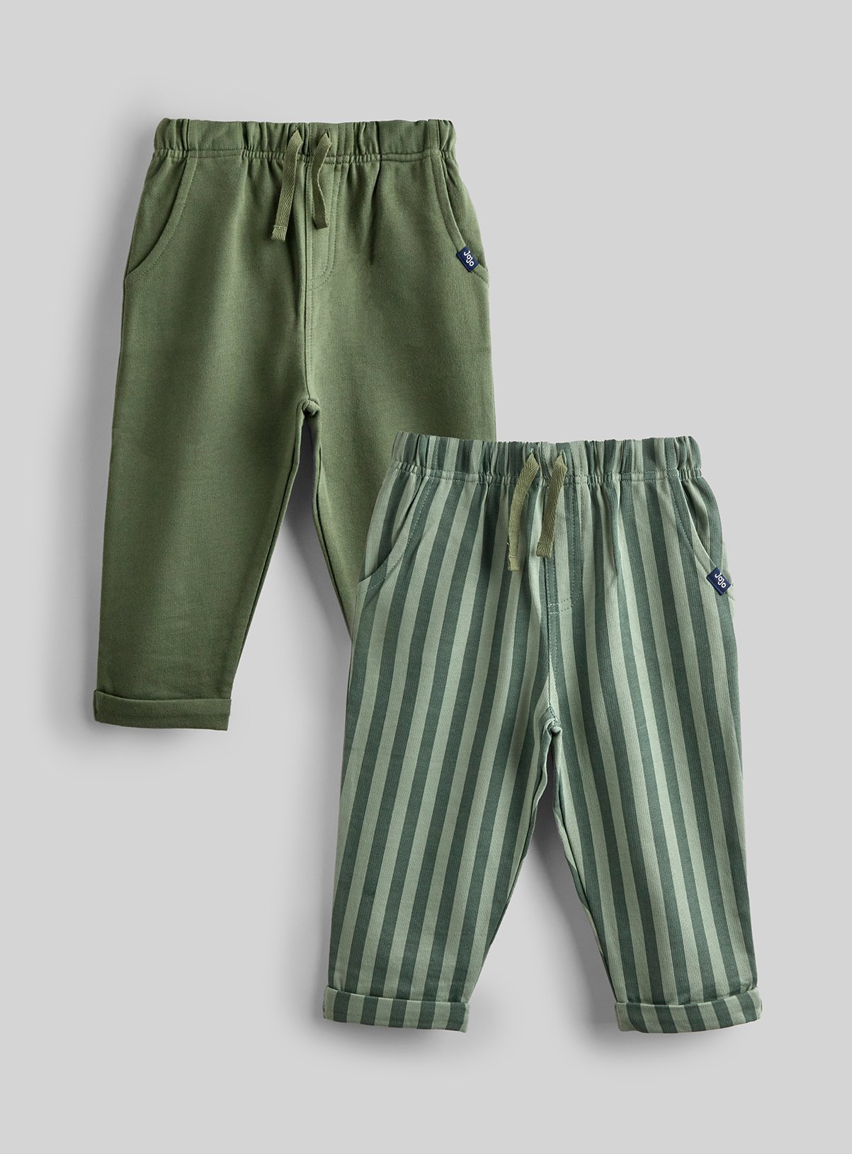 JOJO MAMAN BÉBÉ 2 Pack Vertical Stripe & Plain Joggers 