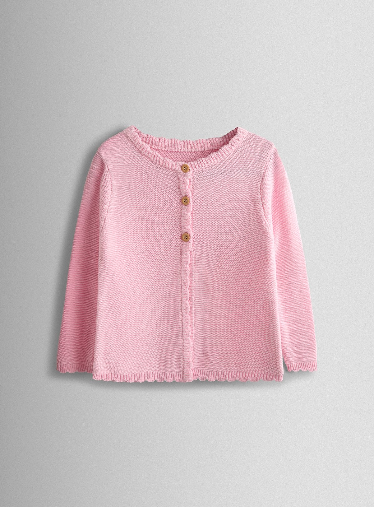 JOJO MAMAN BÉBÉ Classic Cotton Scalloped Cardigan Pink