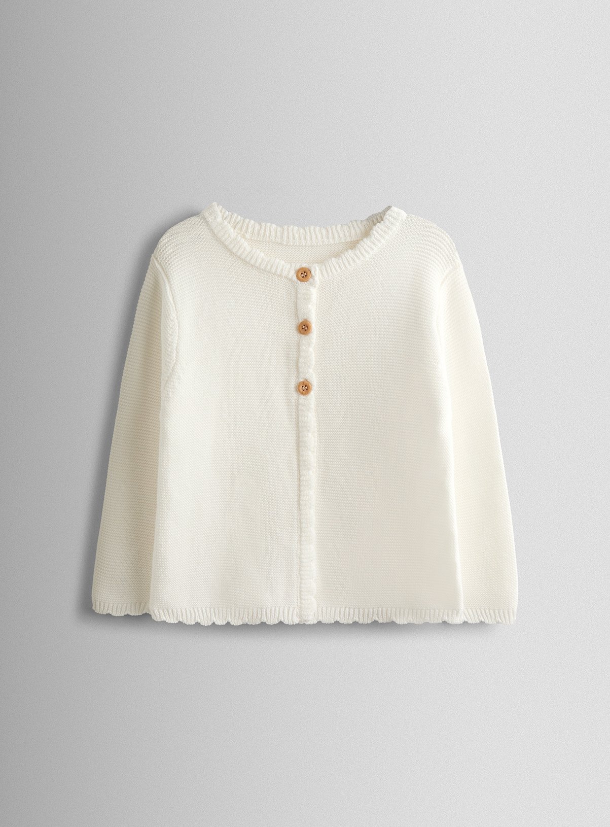 JOJO MAMAN BÉBÉ Classic Cotton Scalloped Cardigan Cream