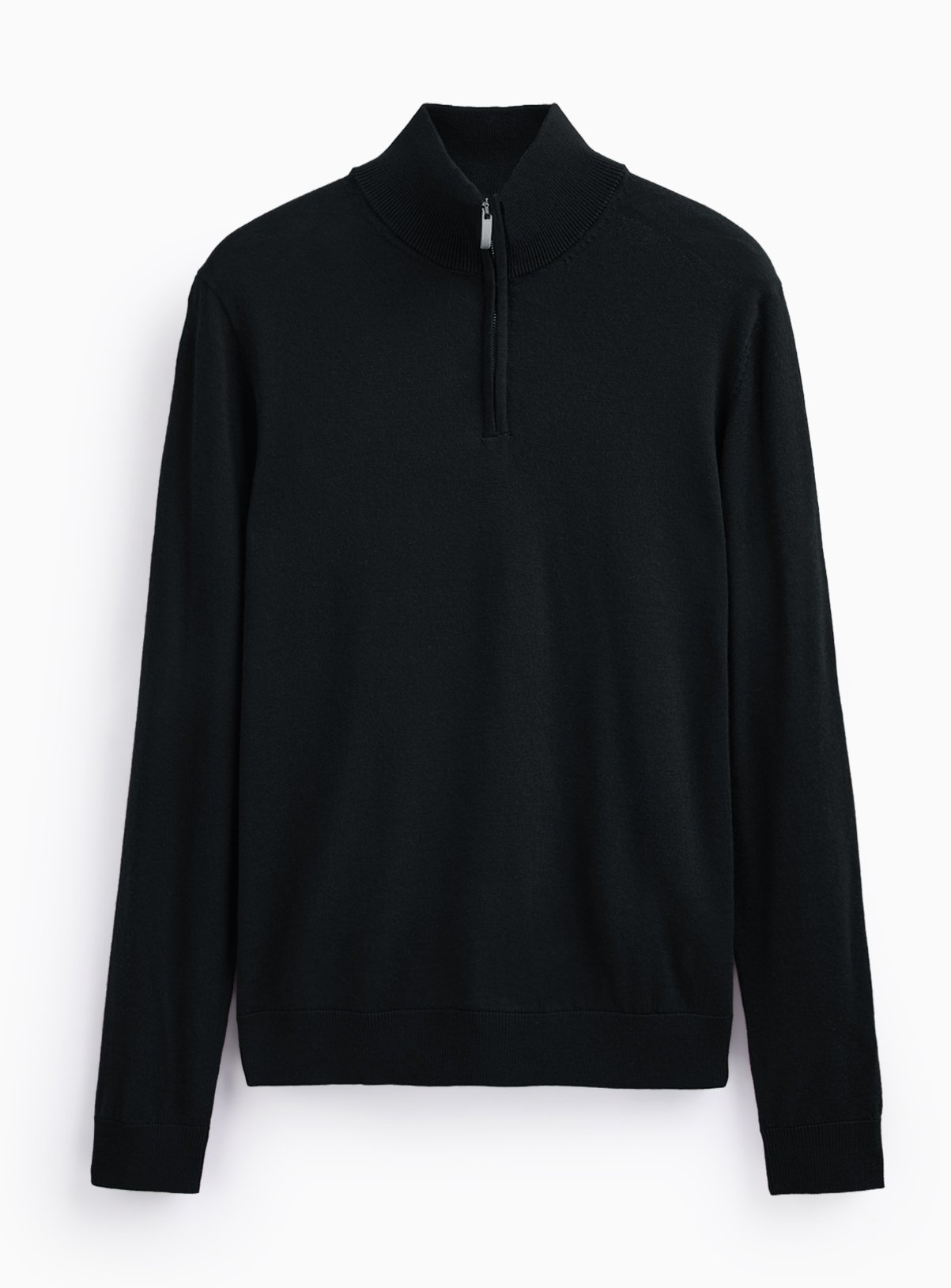 Black Merino Wool Half-Zip Jumper 