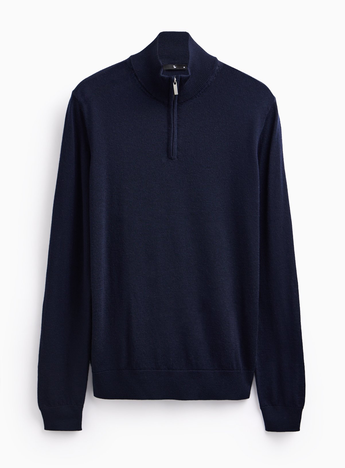Navy Merino Wool Half-Zip Jumper 