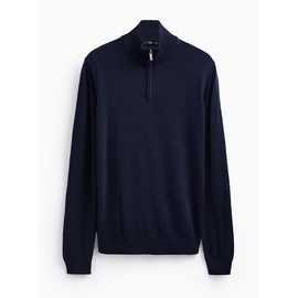 Navy Merino Wool Half-Zip Jumper
