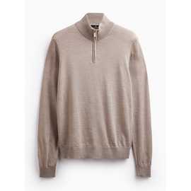 Stone Merino Wool Half-Zip Jumper