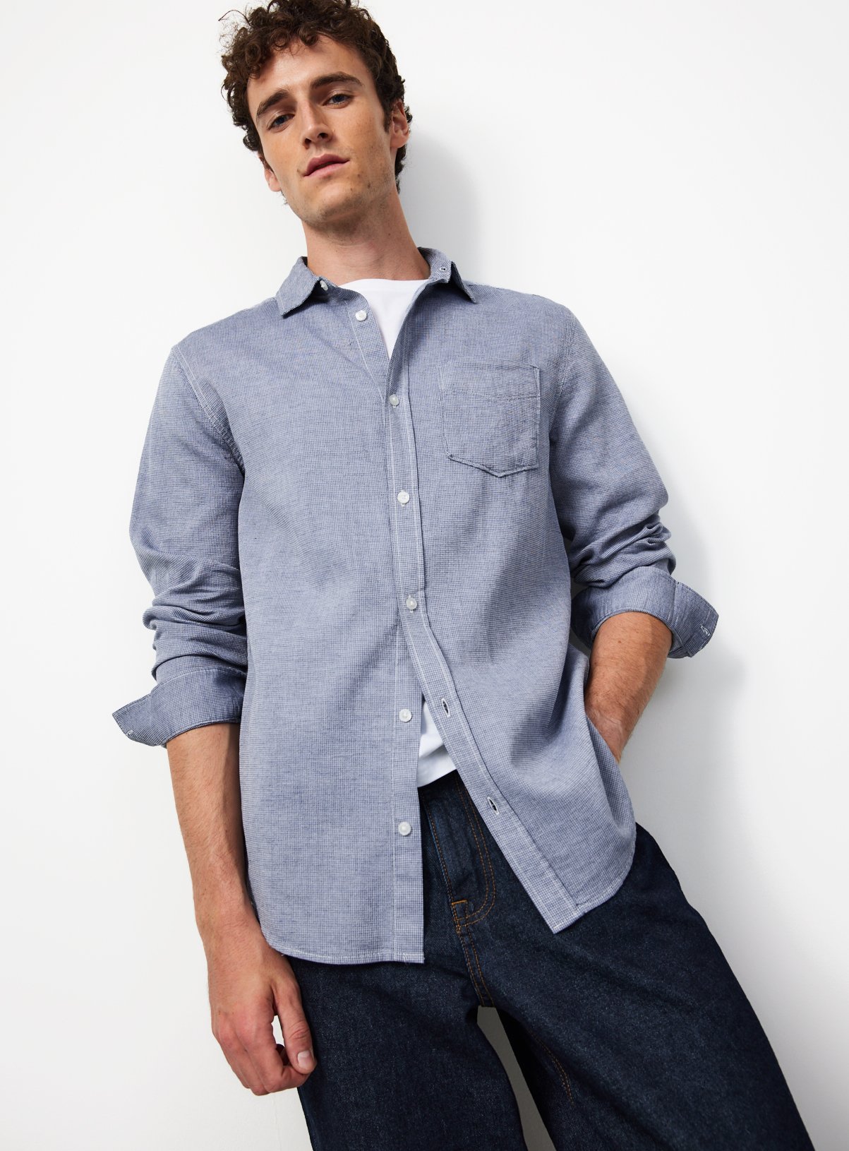 Blue Cotton Smart Shirt XXXL