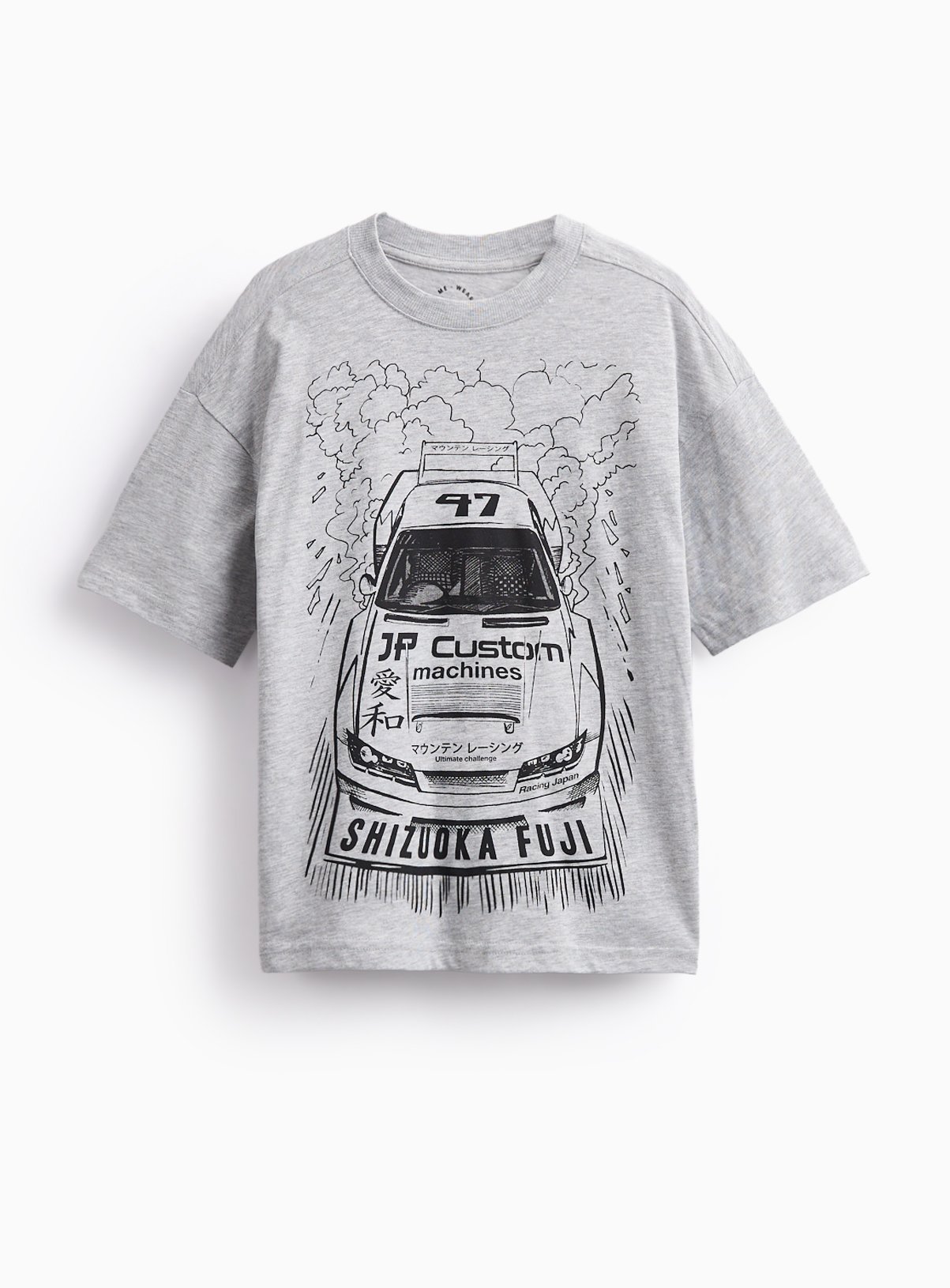 Japanese-Style White Racing-Themed T-Shirt 