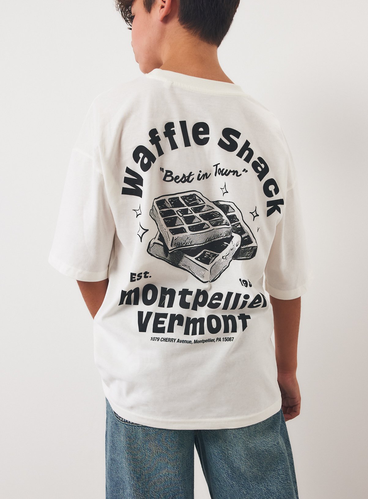 White Pure Cotton 'Waffle House' T-Shirt 