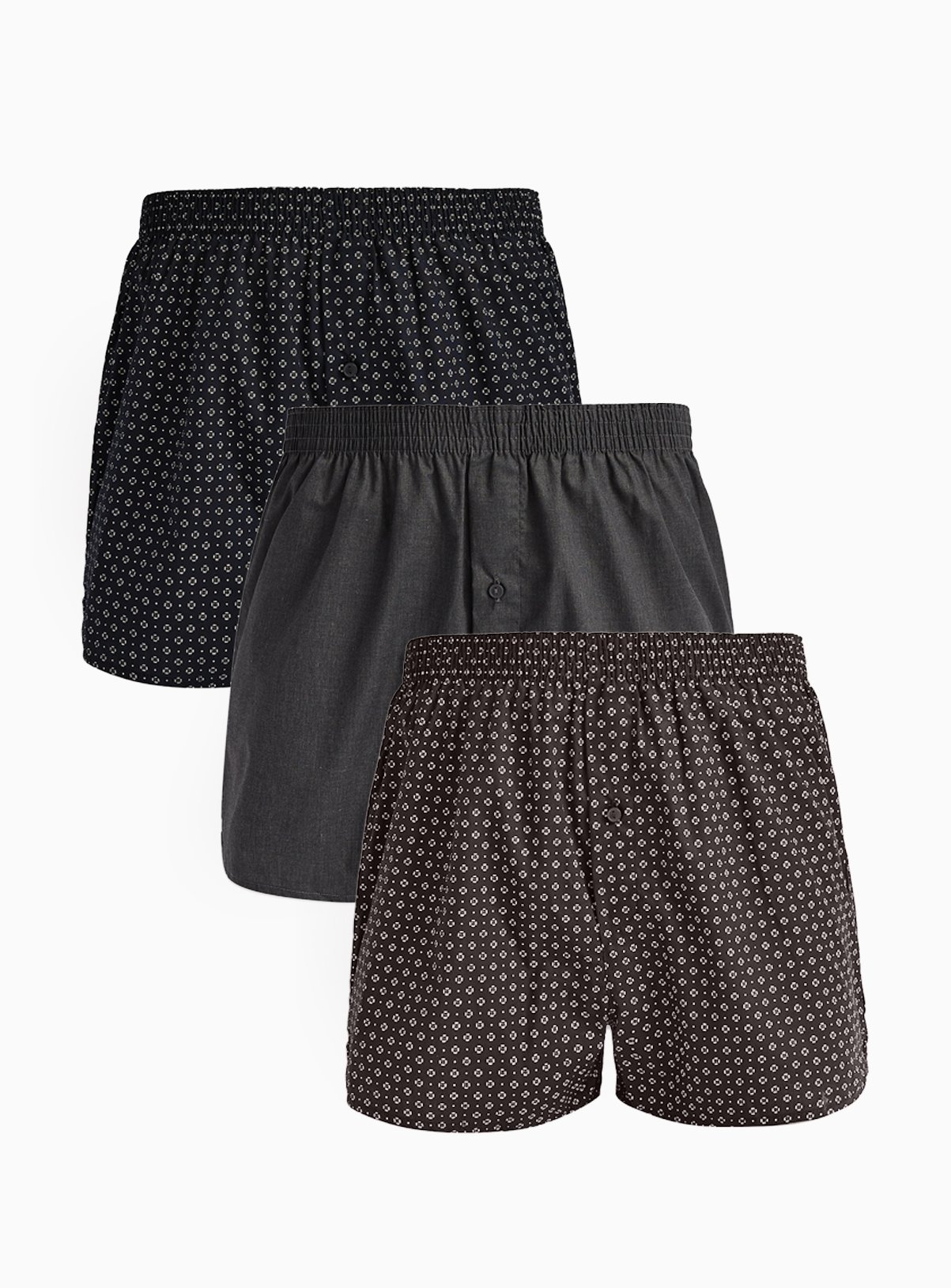 Grey & Anthracite Woven Boxers 3-Pack 