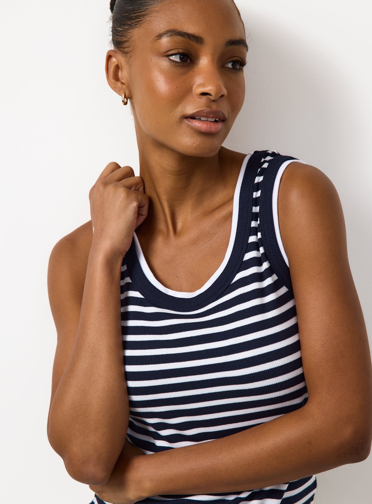 Navy Stripe Print Mock Layer Vest 8