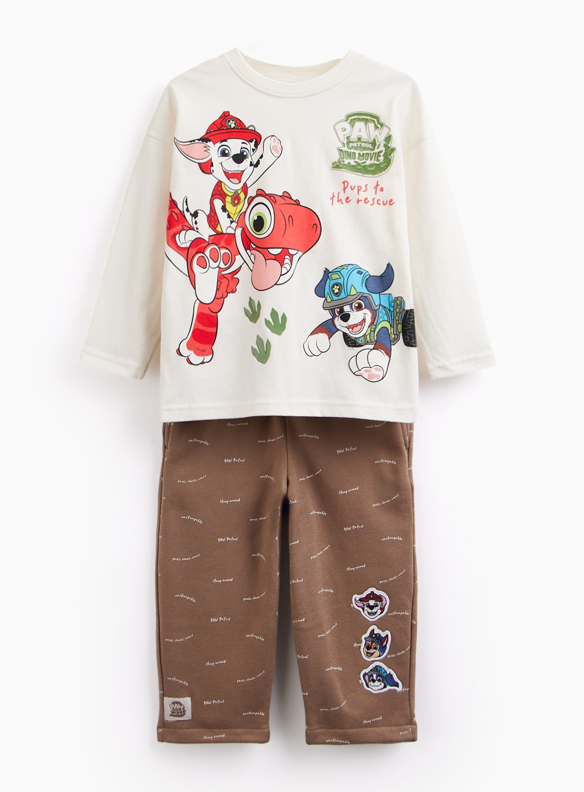 Cream and Brown Paw Patrol Graphic Print Set 