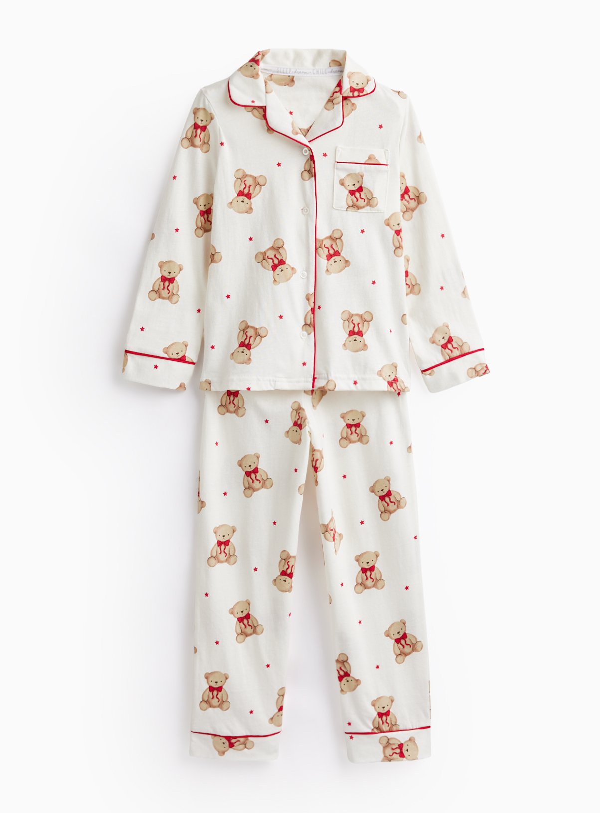 Cream Bear Traditional Jersey Pyjama Set 