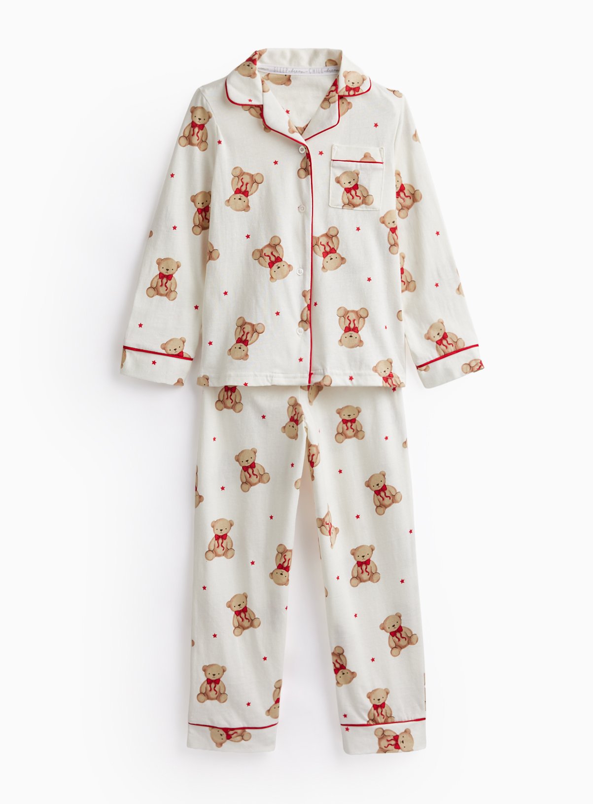 Cream Bear Traditional Jersey Pyjama Set 