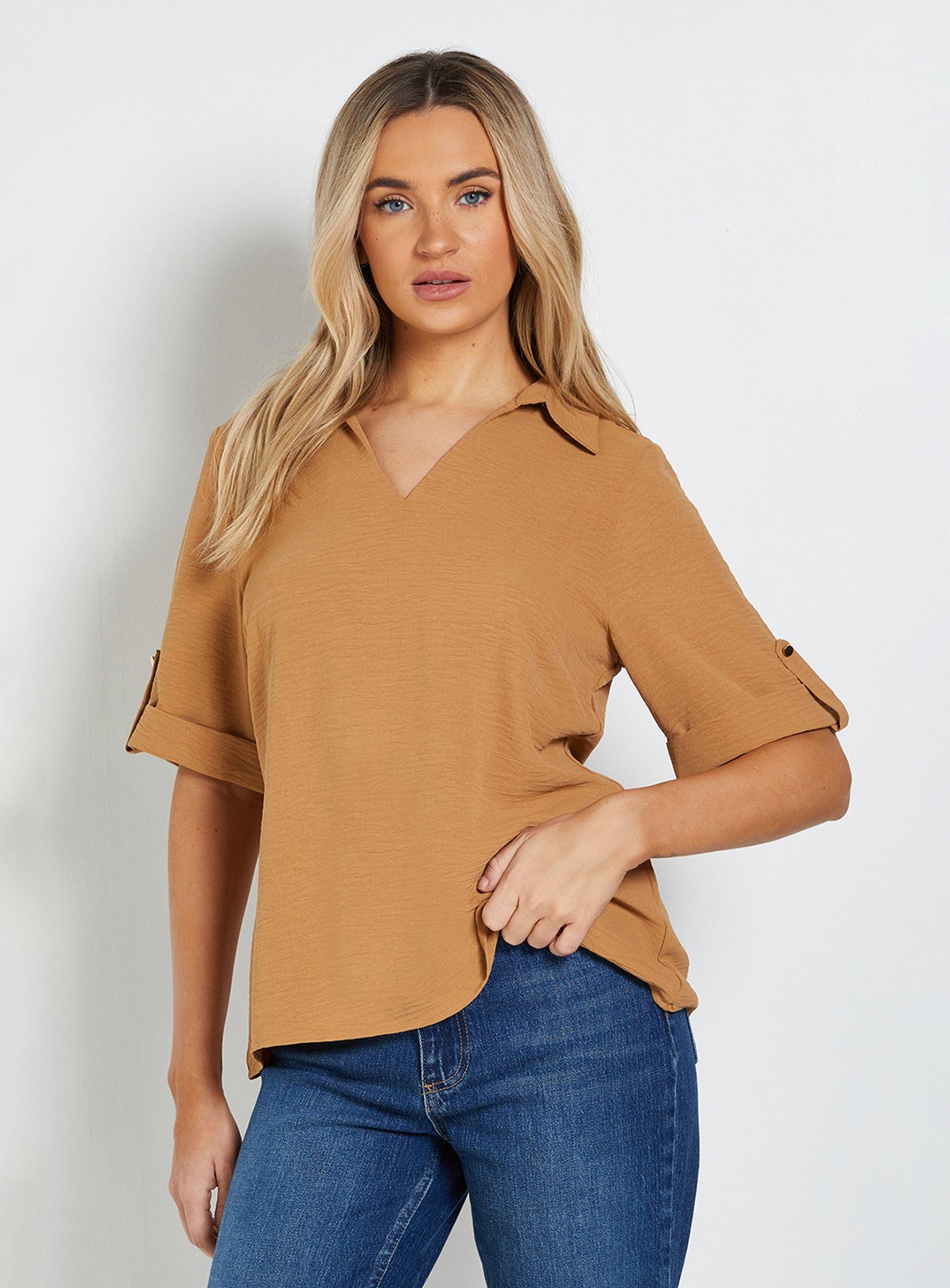 DOROTHY PERKINS Relaxed Collar Shirt With Tab Sleeve 10