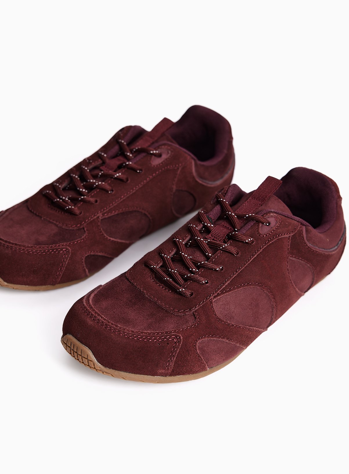 Dark Red Retro Sporty Suede Trainers 7