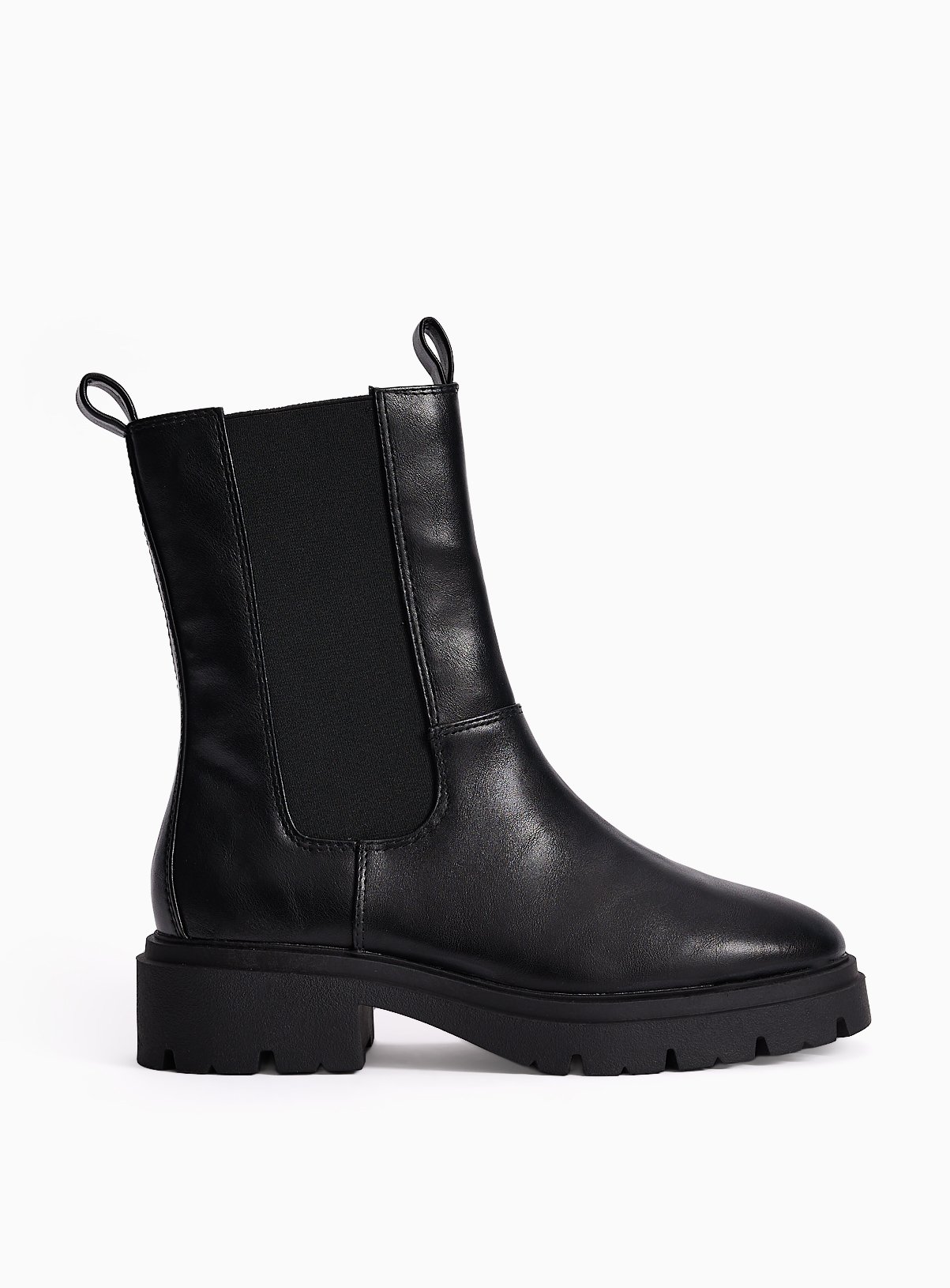 Black Longline Chunky Chelsea Boots 