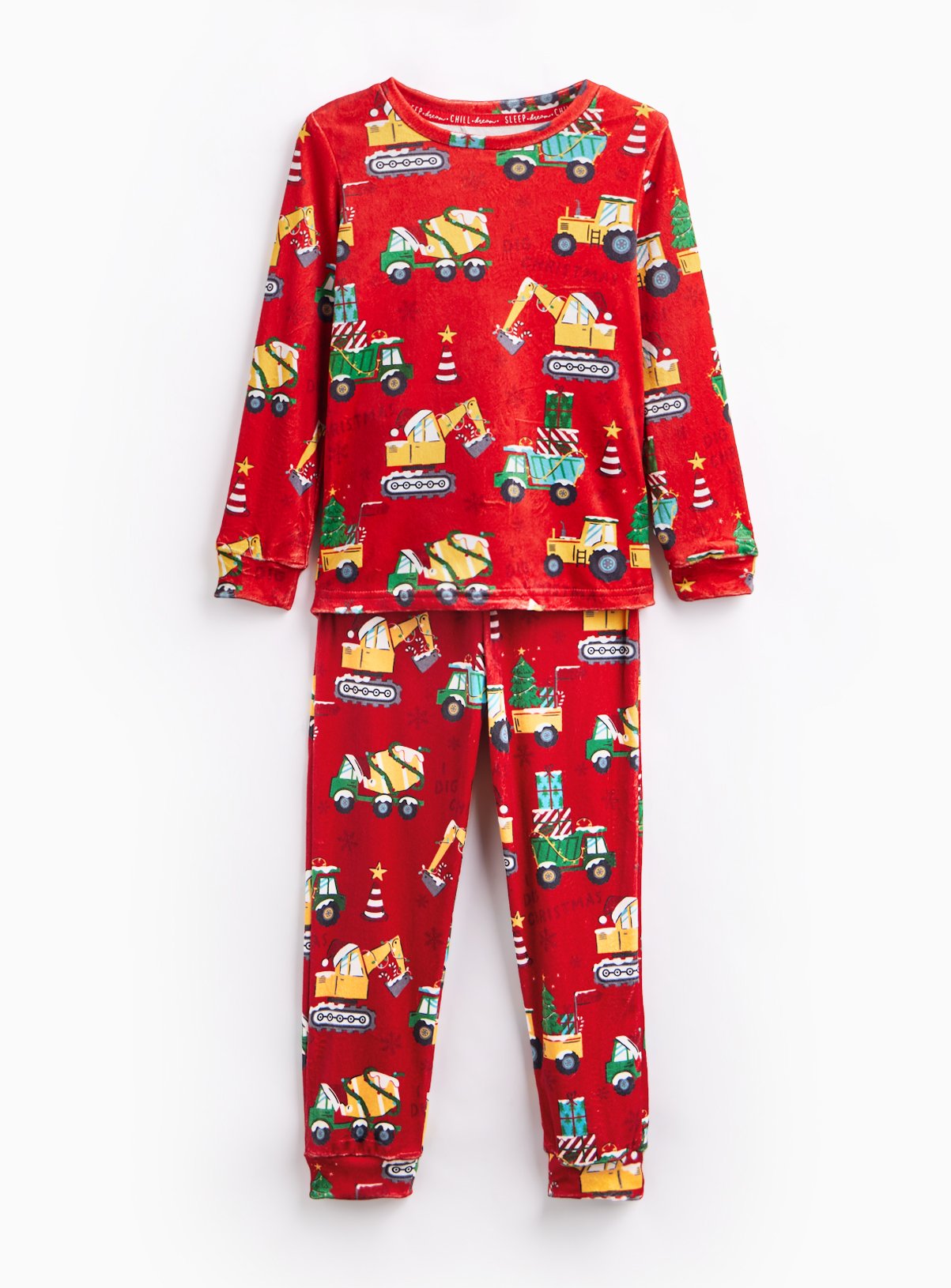 Christmas Diggers Slinky Fleece Pyjama Set 