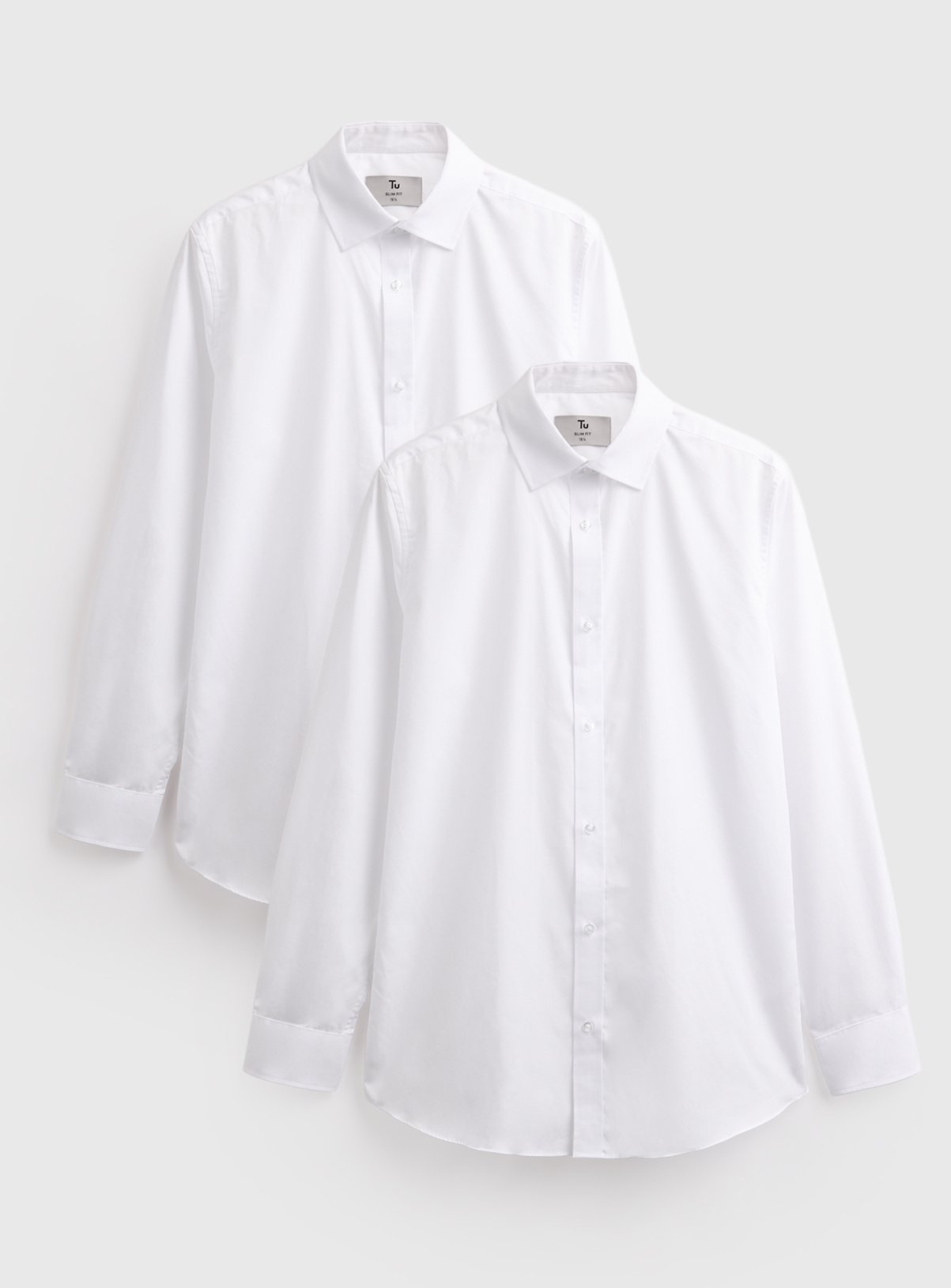 White Basic Slim Fit Shirts 2 Pack  