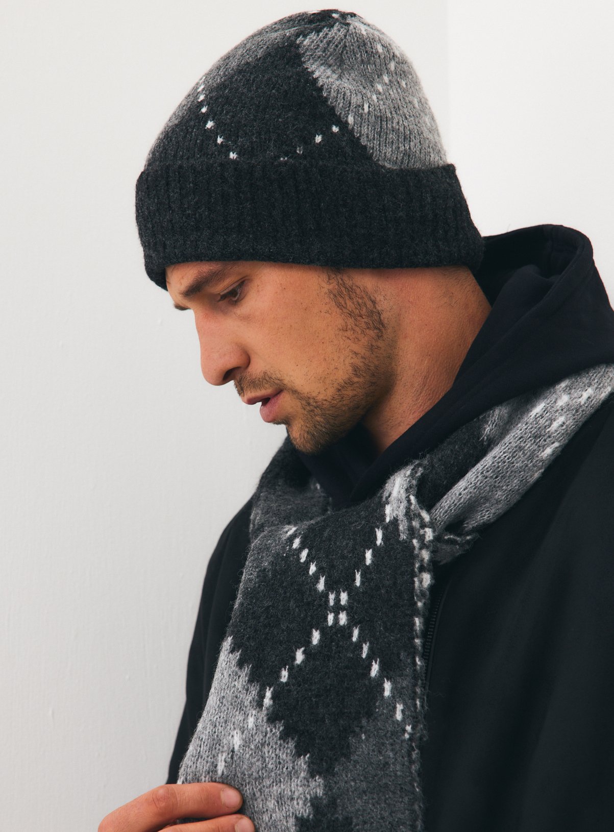 Mono Argyle Beanie  One Size