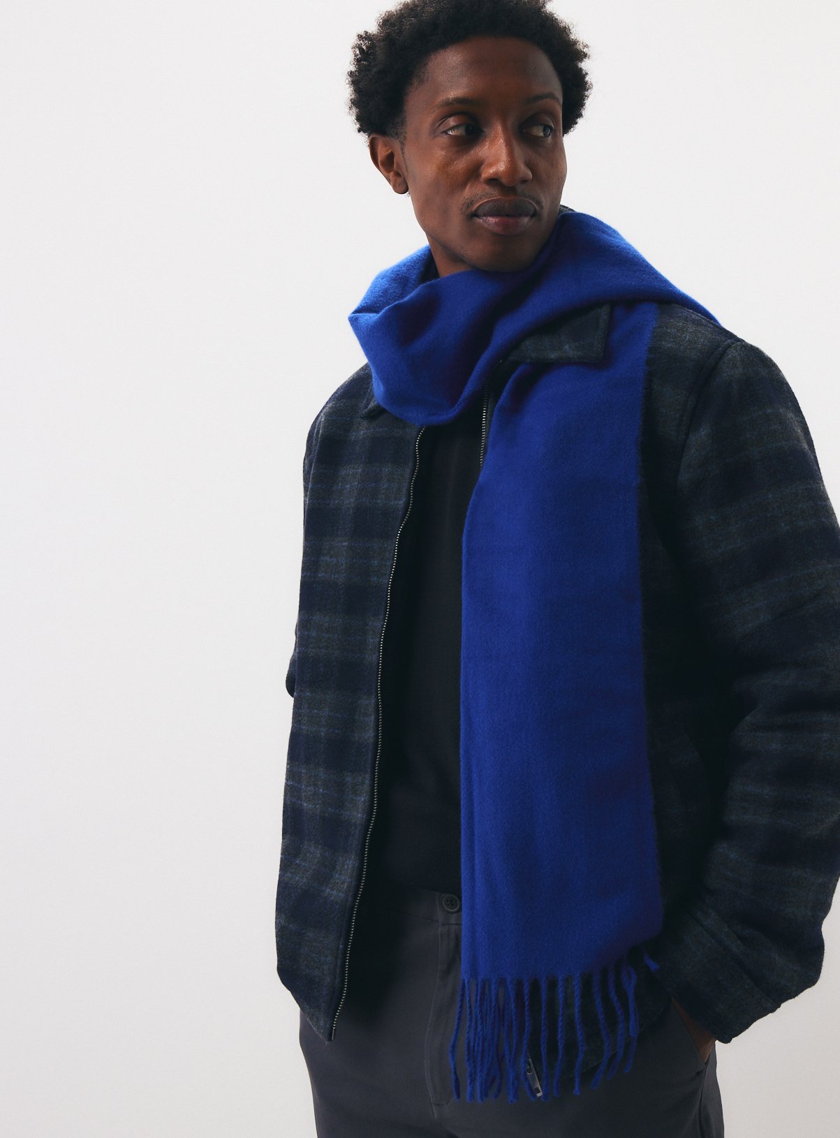 Cobalt Blue Fringed Scarf One Size