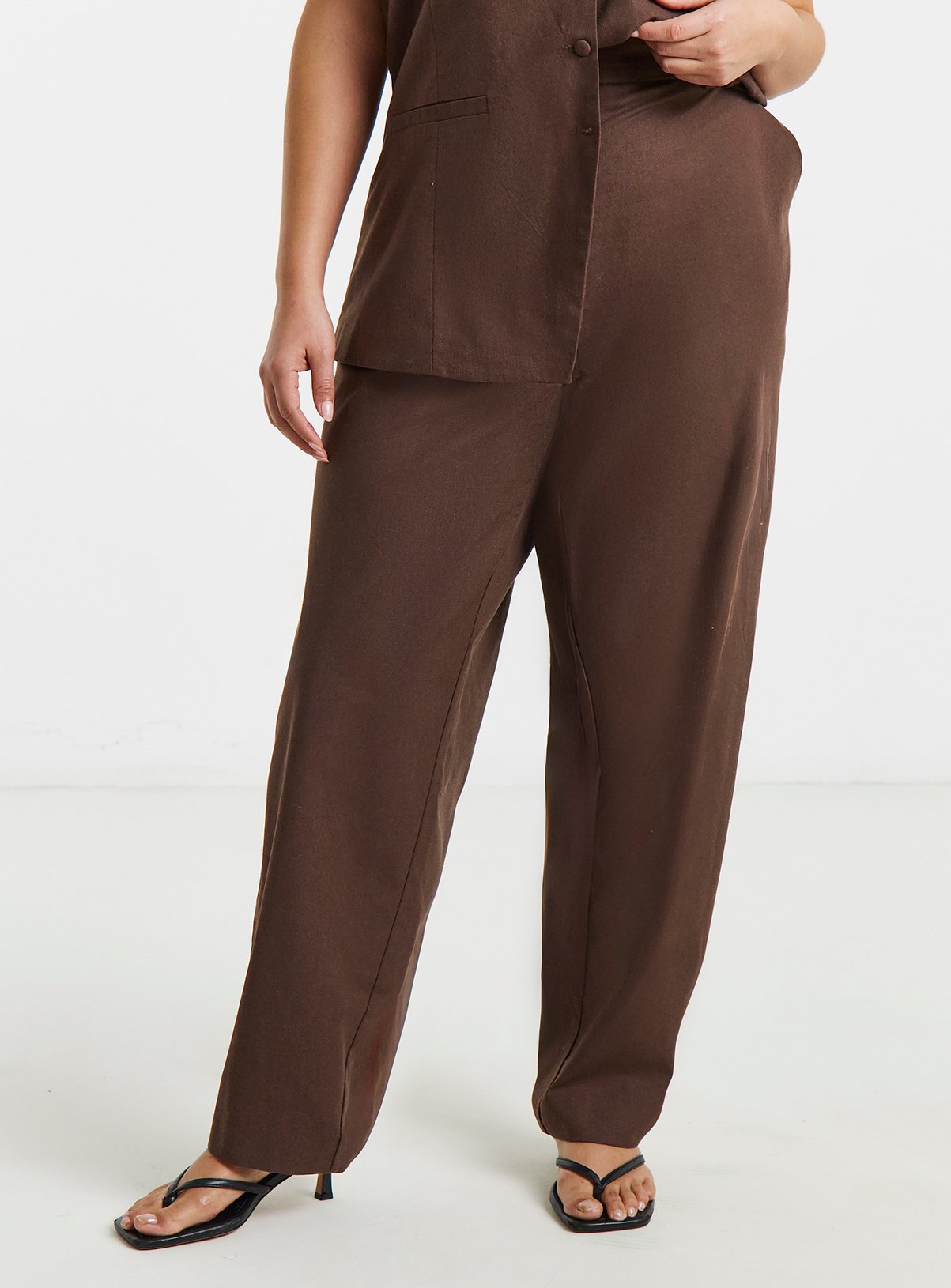 SIMPLY BE Linen Barrel Trousers 20