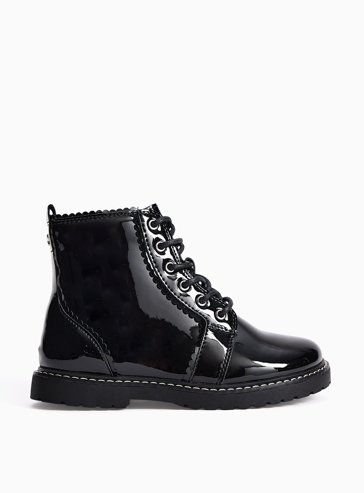 Patent Lace Up Ankle Boots 