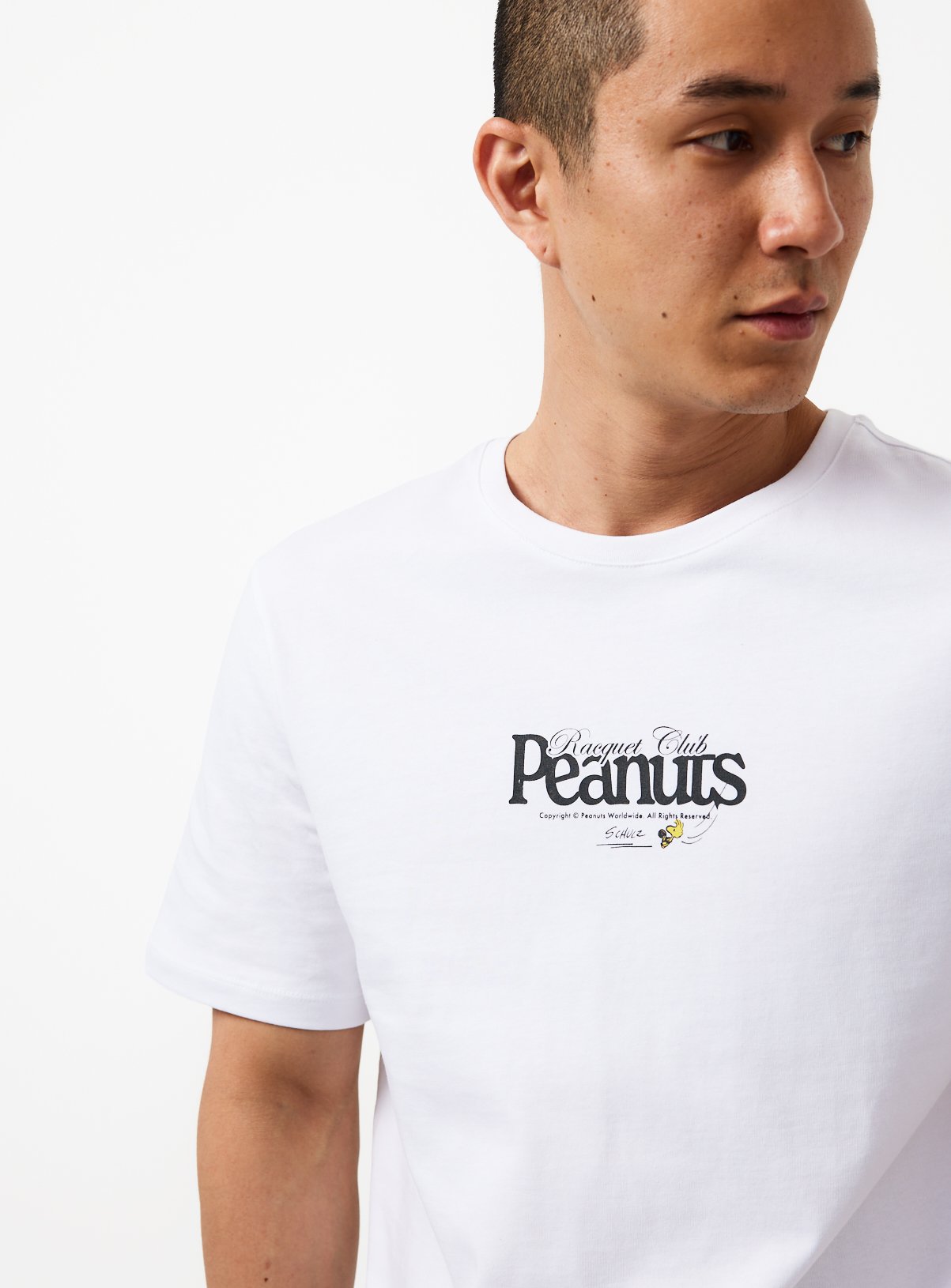 White Snoopy Tennis Graphic T-Shirt 