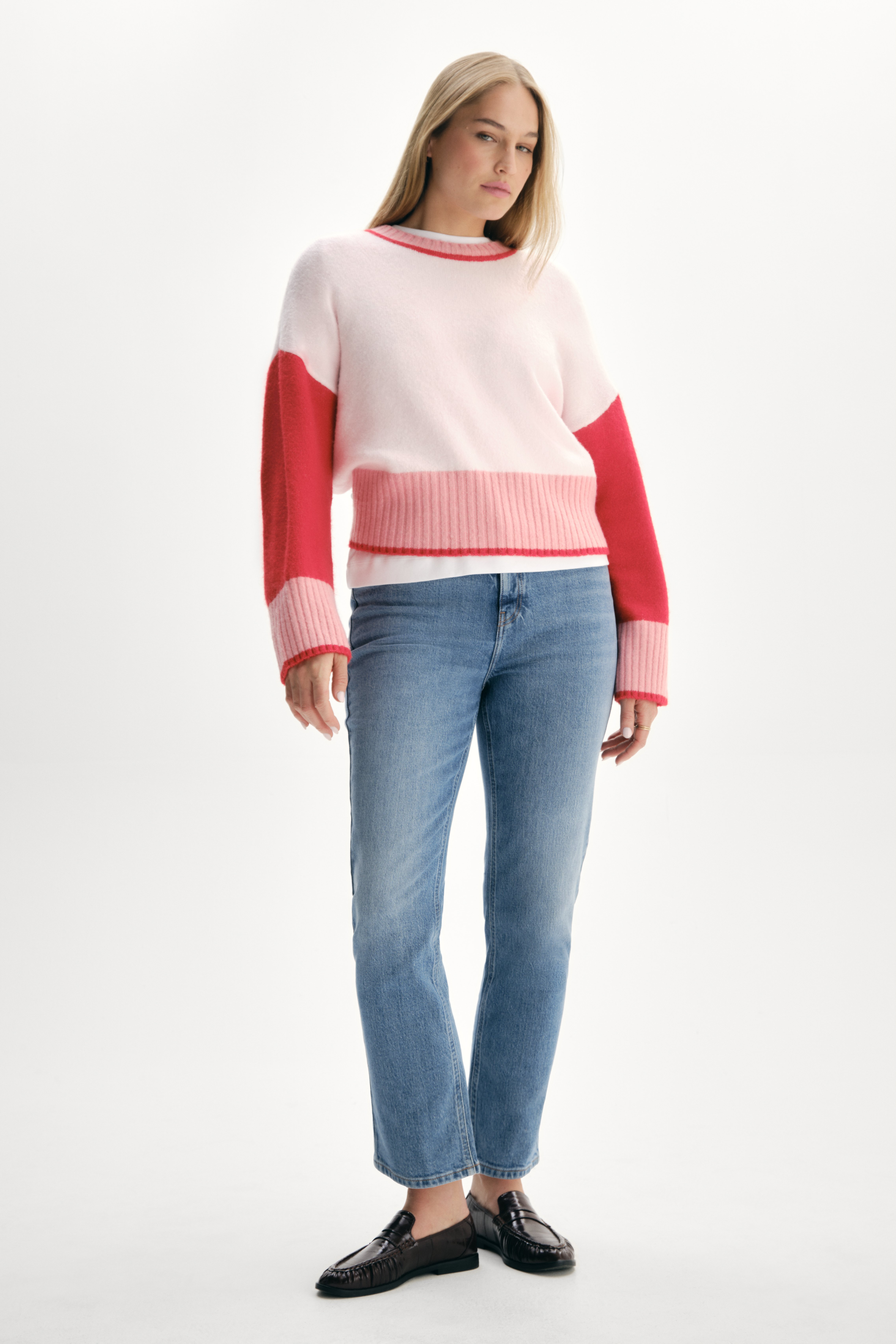 Colour Block Print Deep Rib Jumper 
