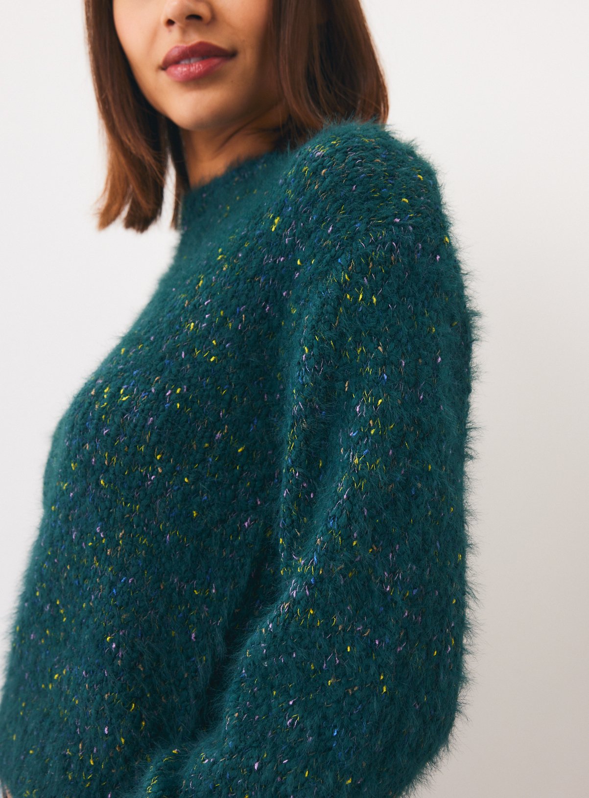 Teal Eyelash Yarn Jumper XL
