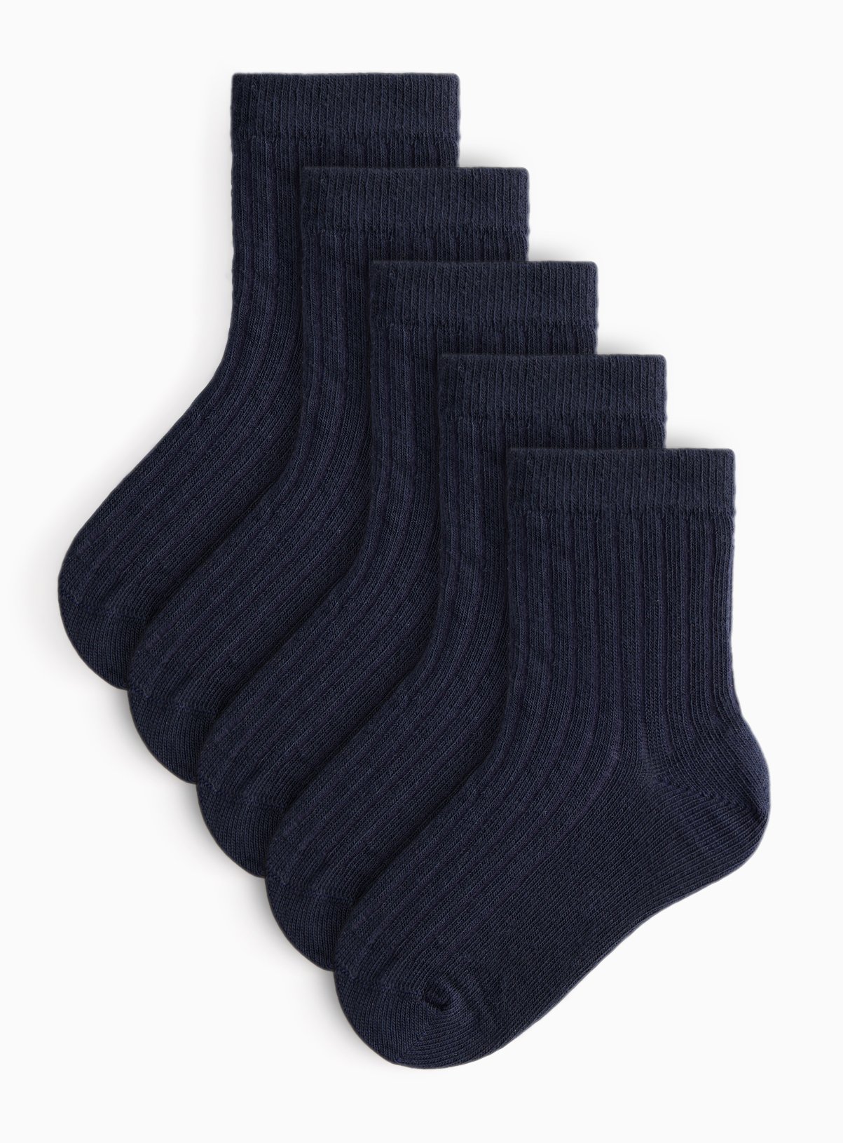 5 Pack Navy Ribbed School Socks 