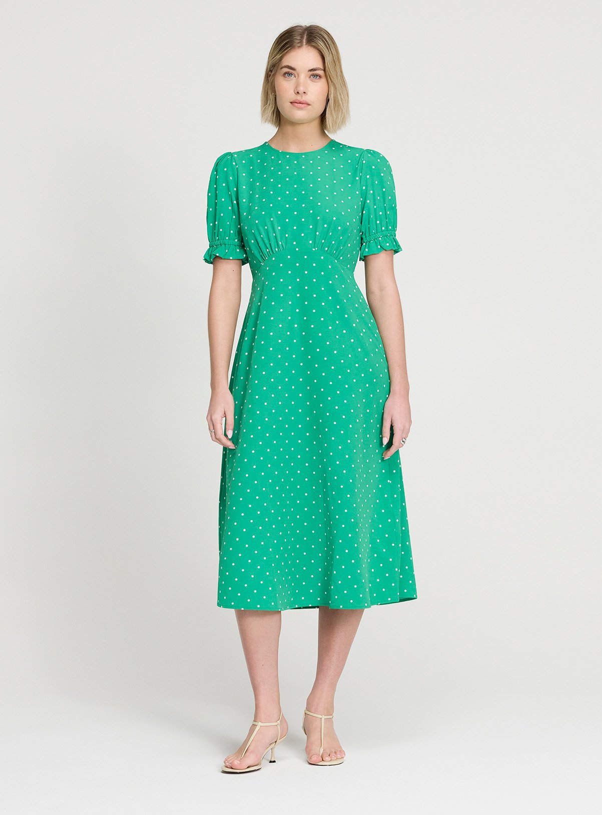 FINERY Mela Dress Green Spot 22