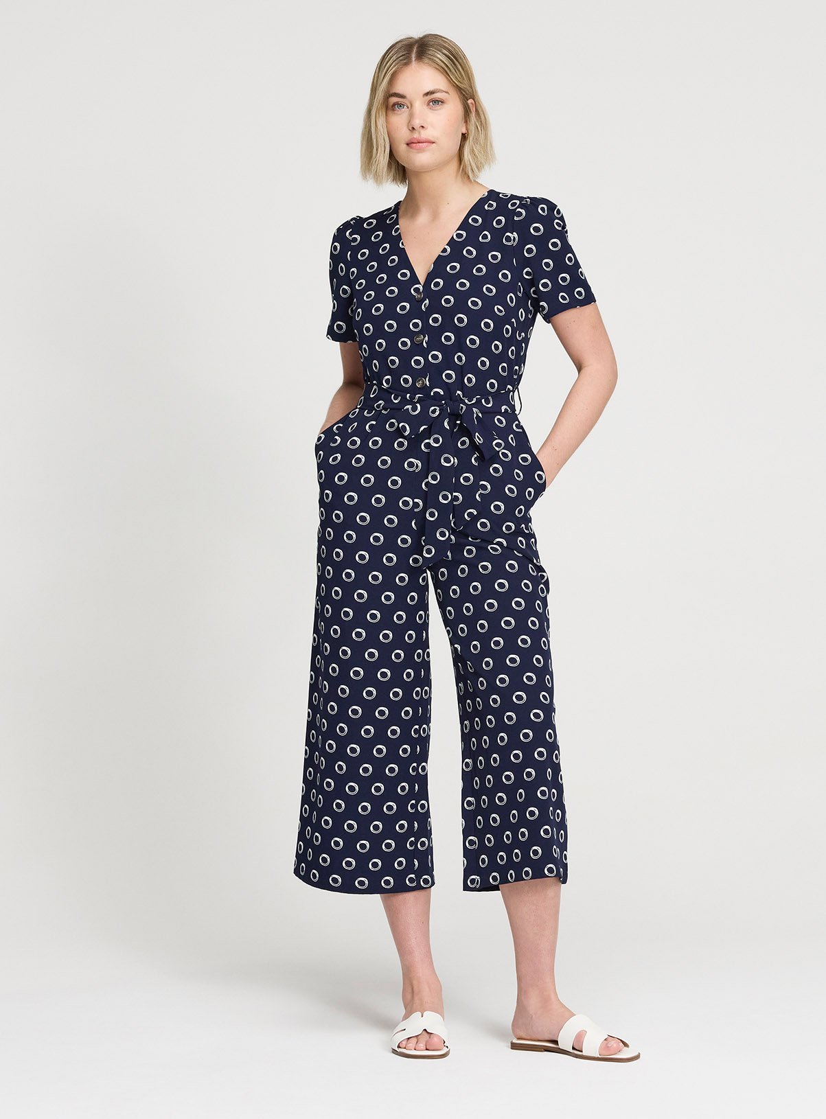 FINERY Uma Jumpsuit Navy Spot 