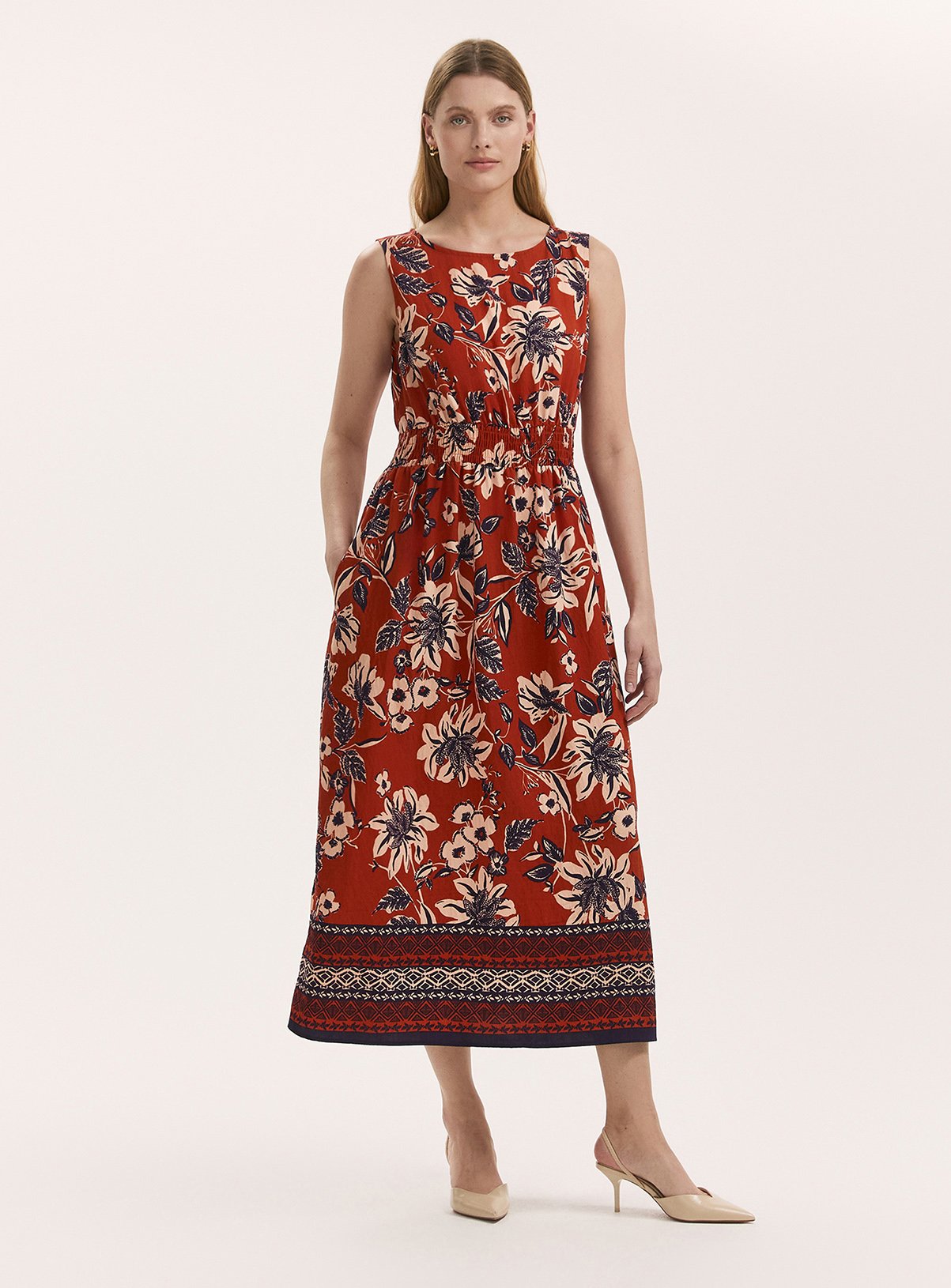 FINERY Willow Dress Rust Floral 18