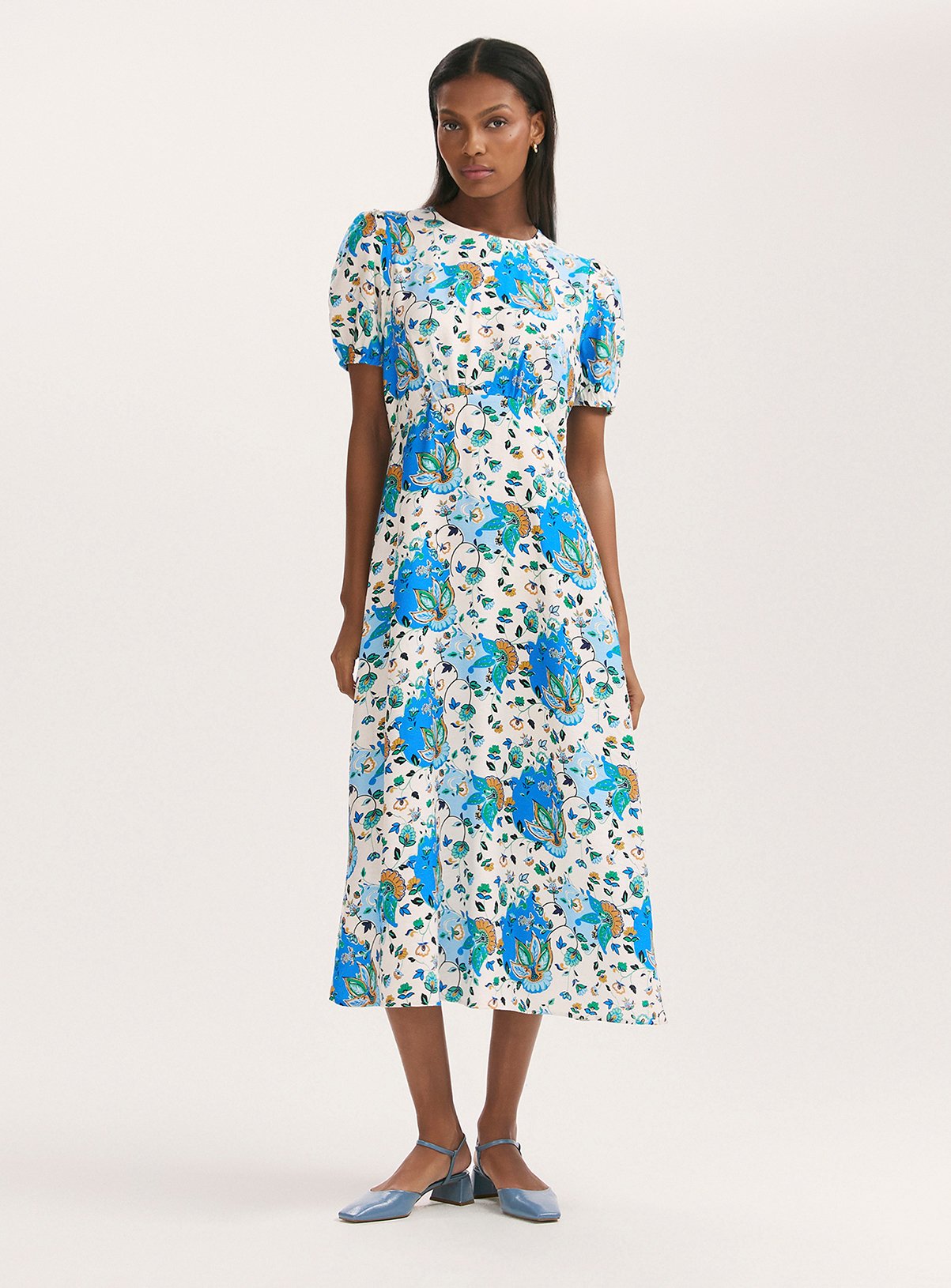 FINERY Lili Dress Blue Floral 14