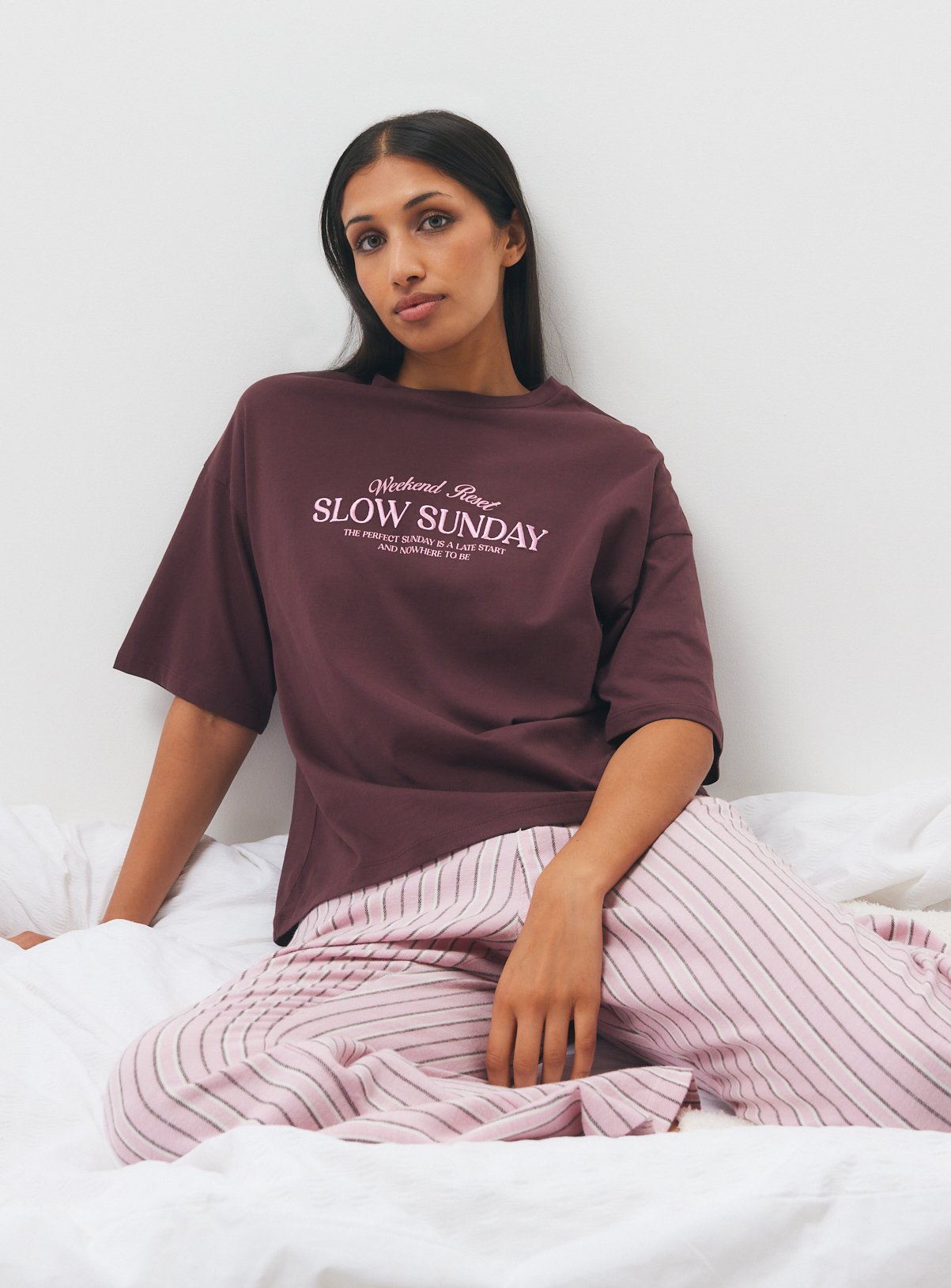 Pink & Brown Slow Sunday Pyjama 2-Piece Set 