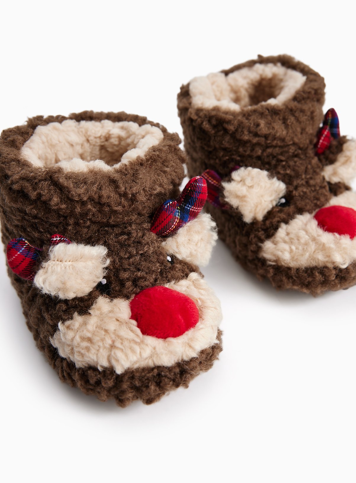 Reindeer Plush Faux Fur Boot Slippers 