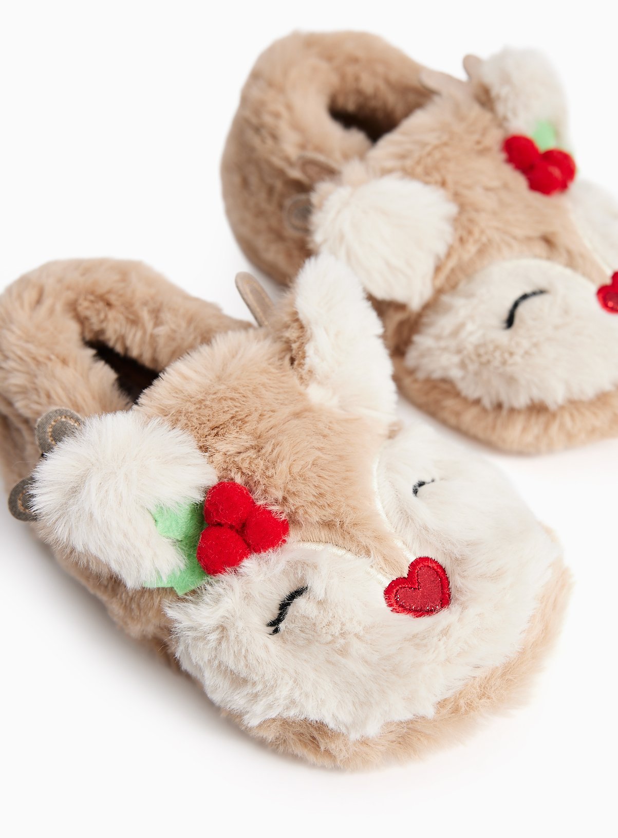 Pretty Reindeer Plush Full Slippers 