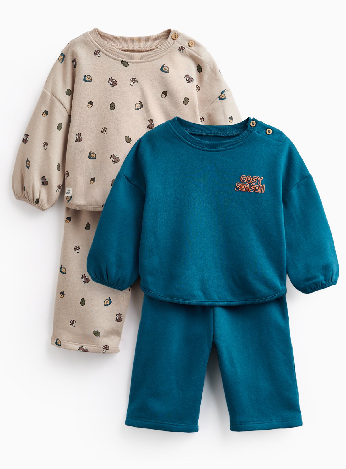 Blue & Beige Sweat Sets 2-Pack 