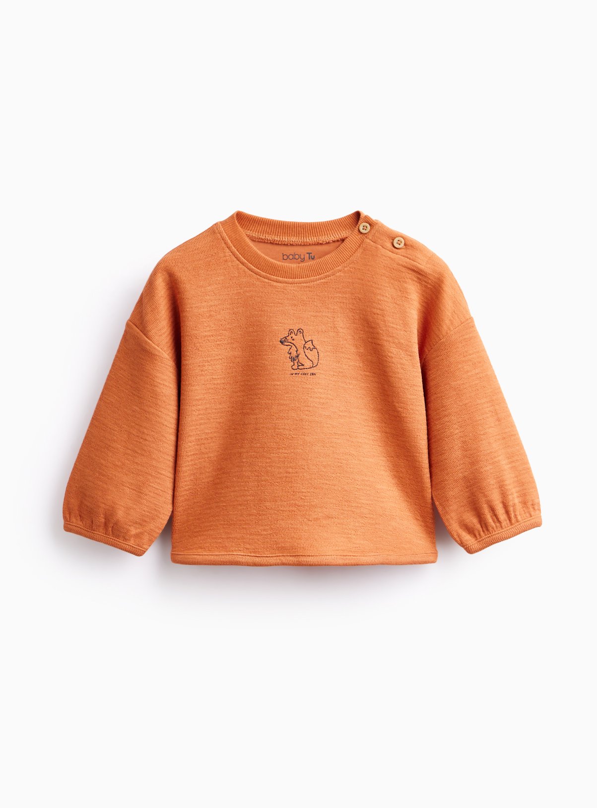 Burnt Orange Fox Crewneck Top 