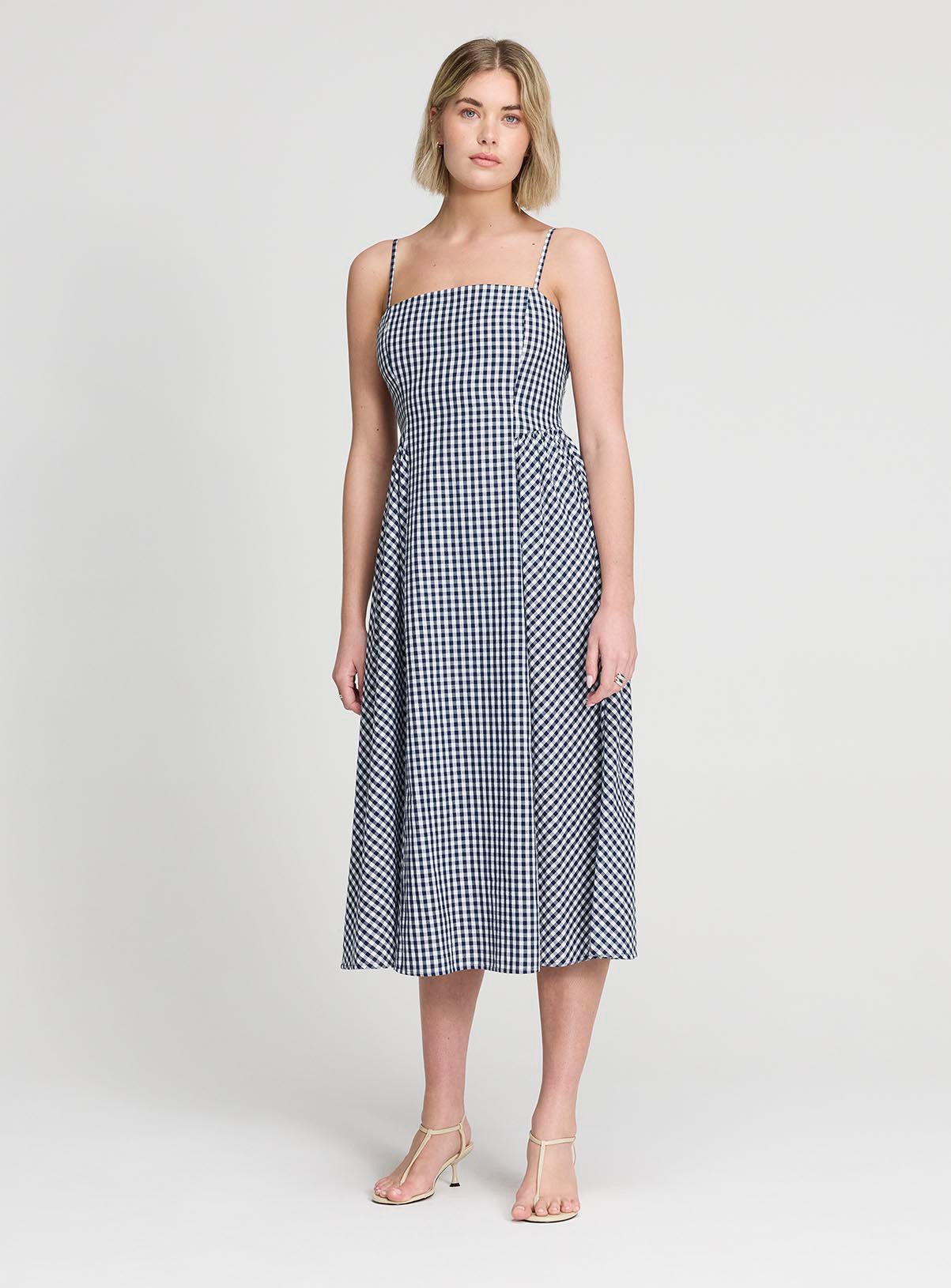 FINERY Romina Dress Navy Gingham Check 
