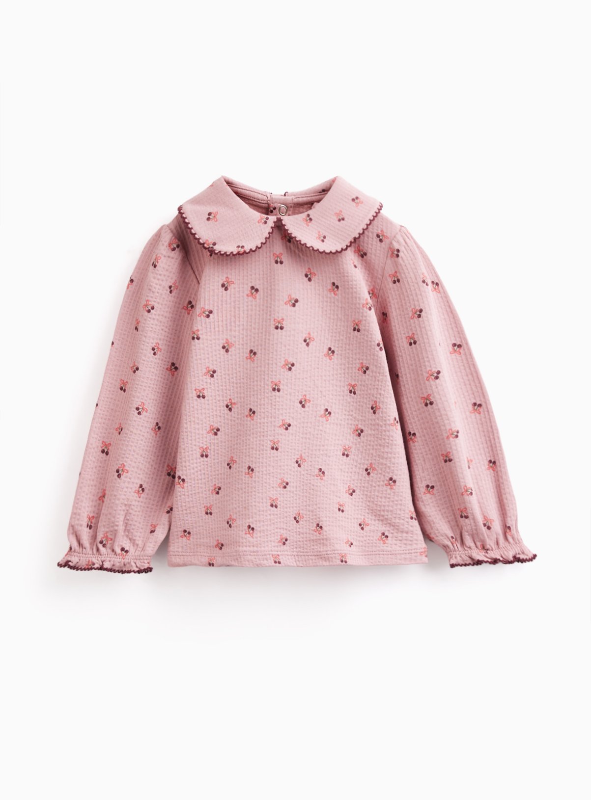 Pink Cherry & Bow Heritage Collar Top 