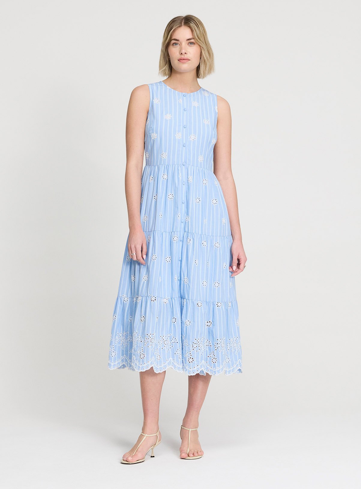 FINERY Rose Broderie Dress Blue Stripe 20