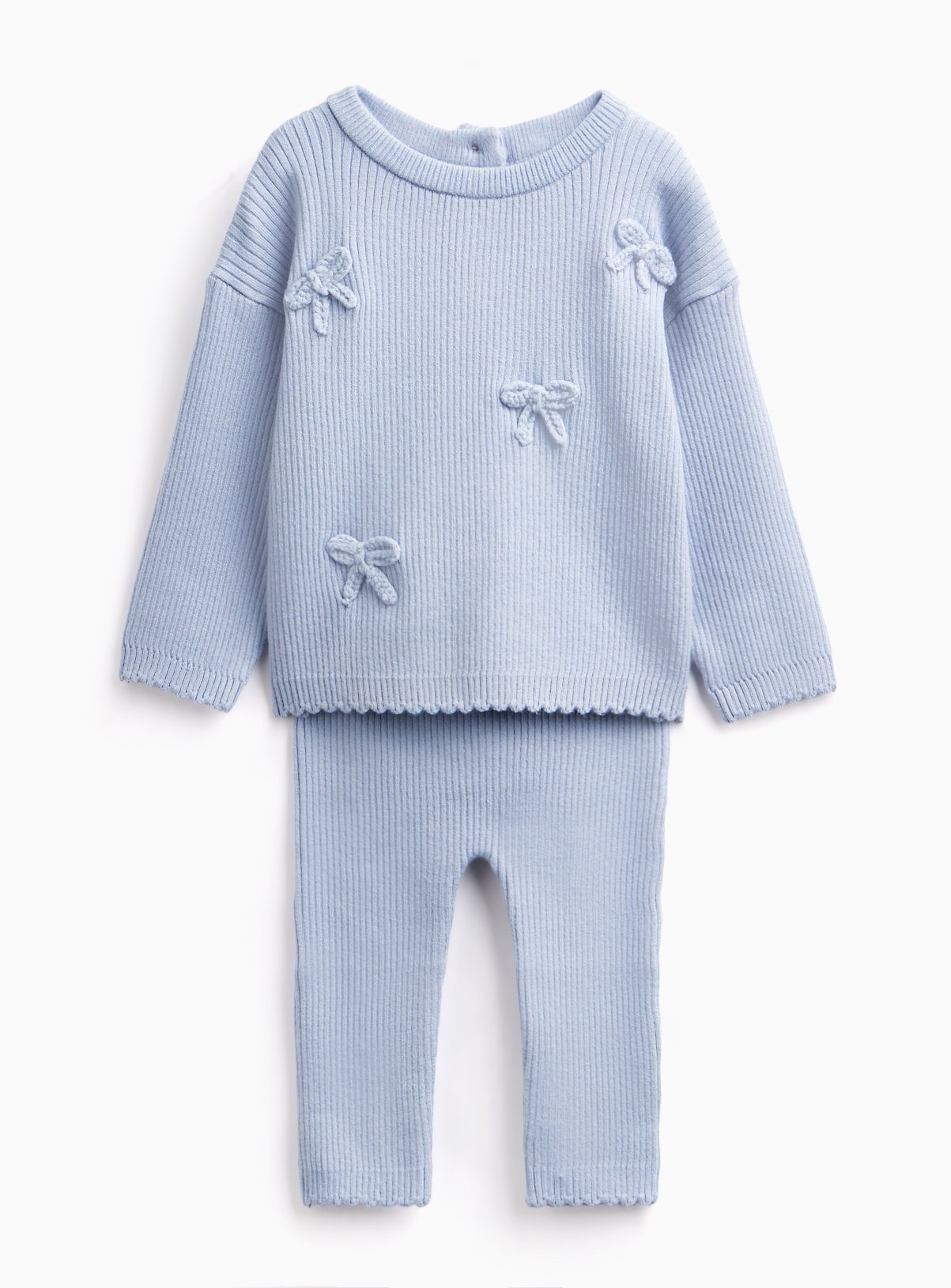 Pale Blue Mono Knit 2-Piece Set 