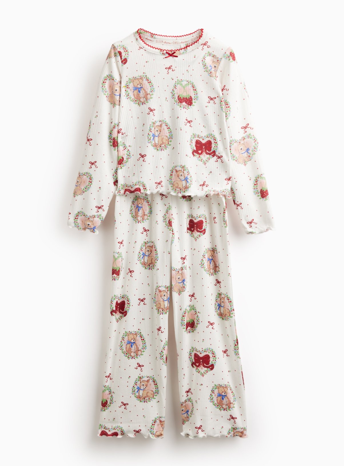 Christmas Wreath Pyjama Top & Bottoms 2-Piece Set 
