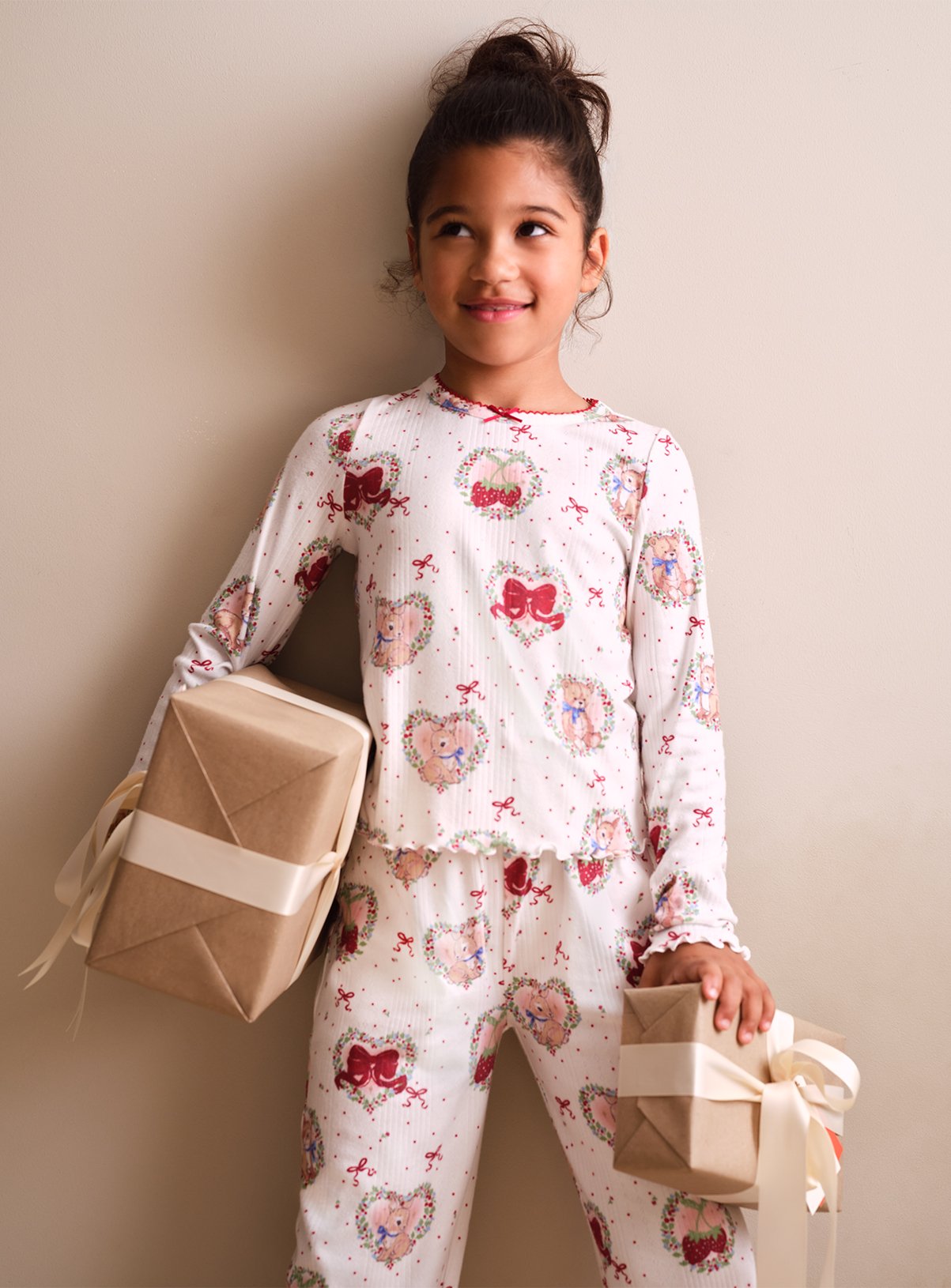 Christmas Wreath Pyjama Top & Bottoms 2-Piece Set 