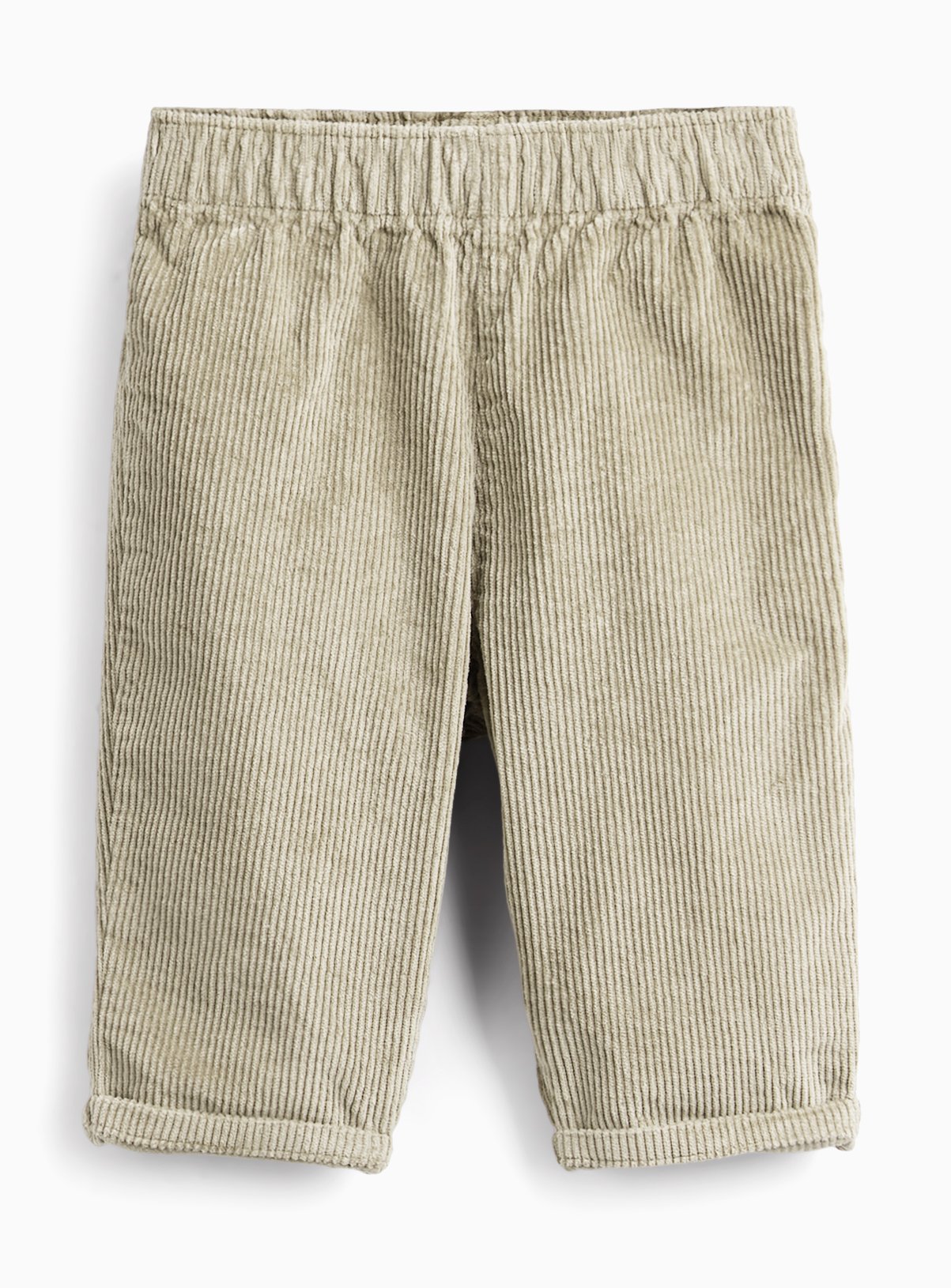 Light Green Corduroy Turn-Up Trousers 