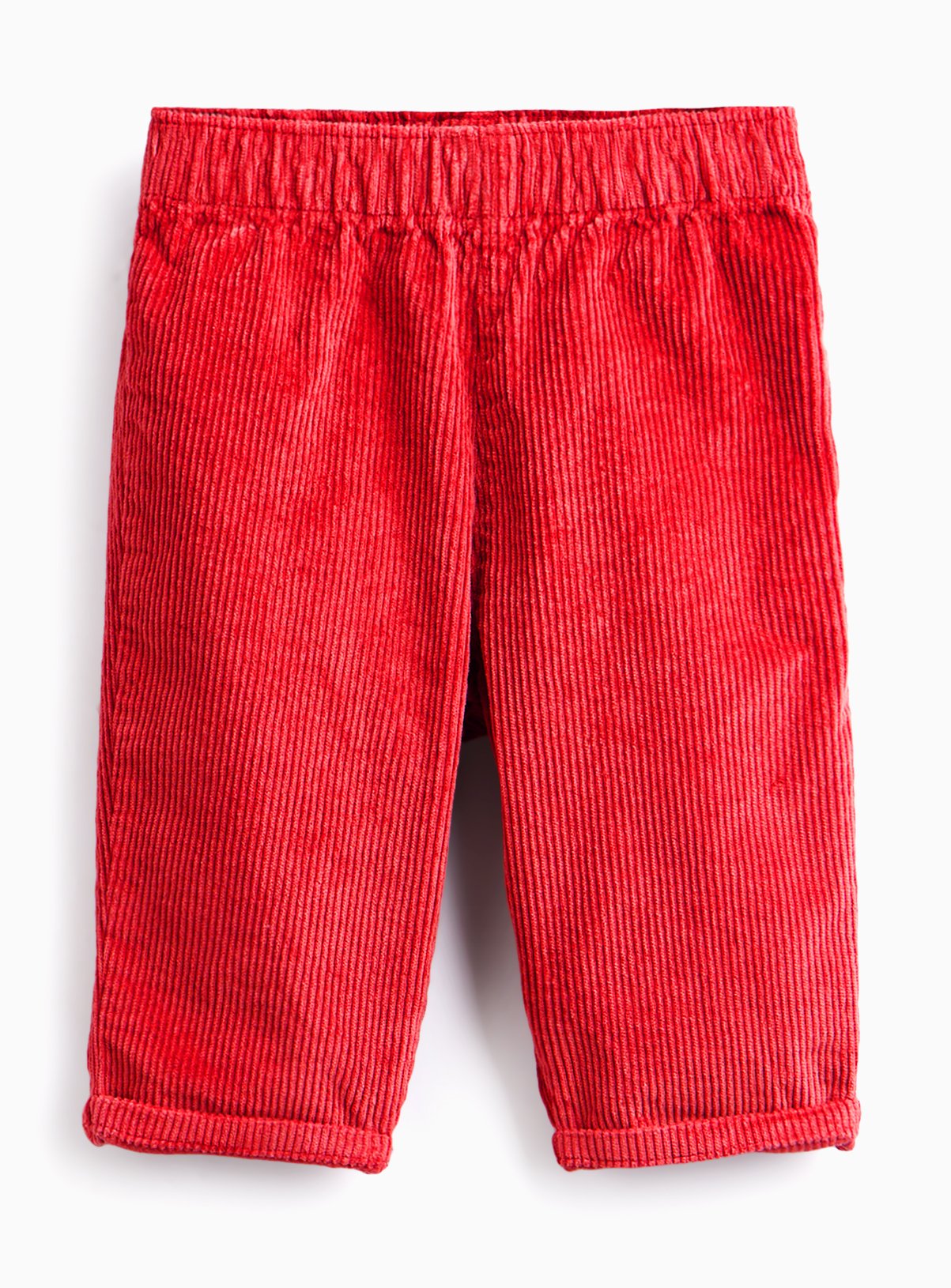 Red Corduroy Turn-Up Trousers 