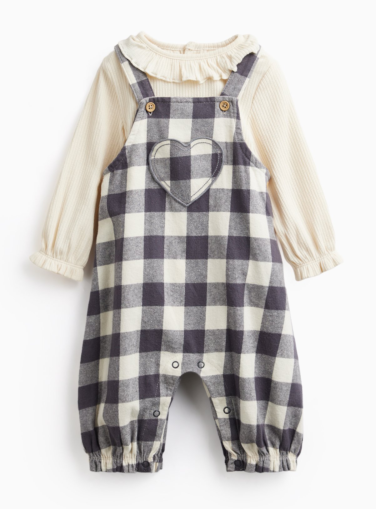 Mono Check Romper & Bodysuit Set 9-12 months