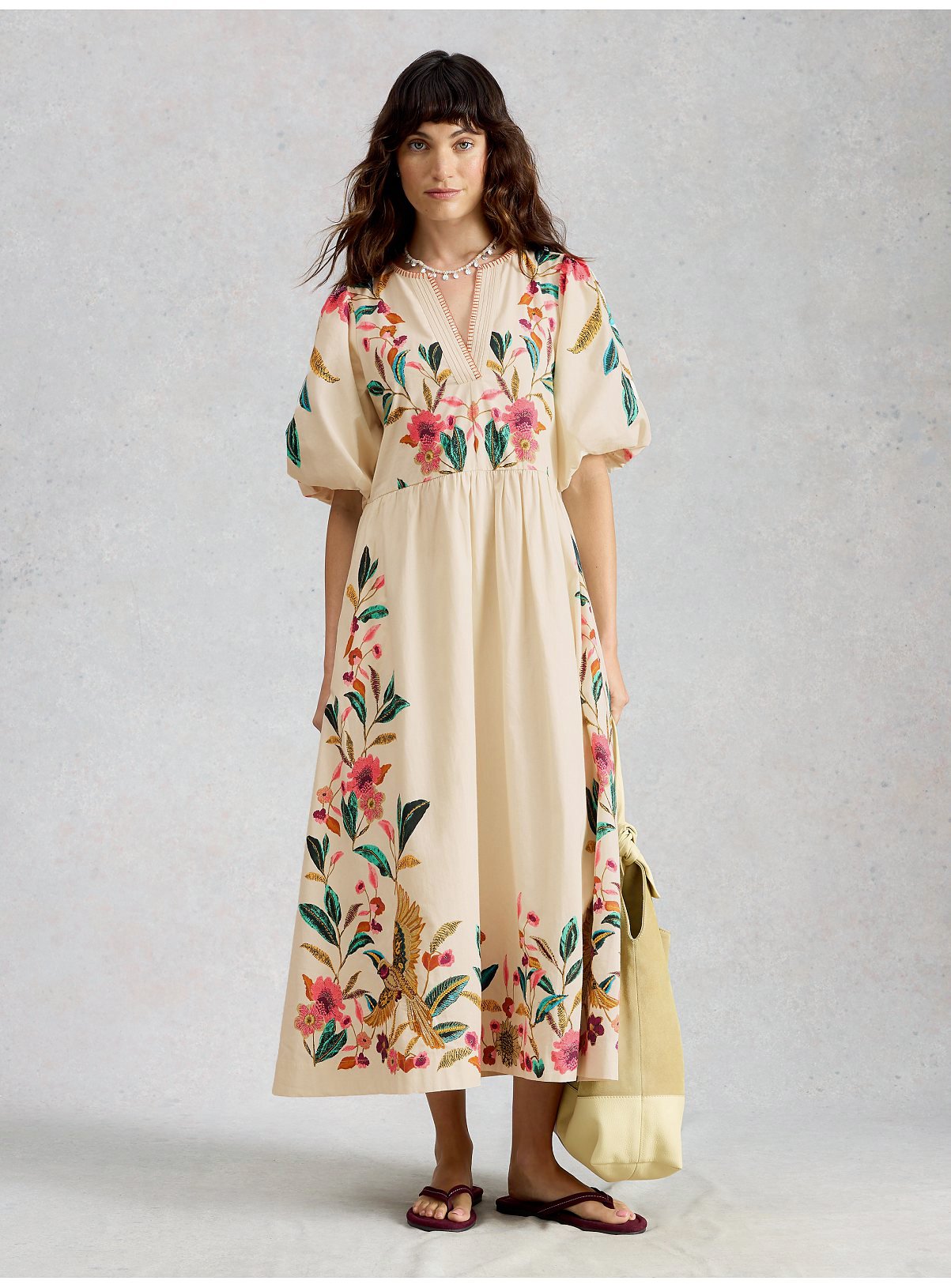 WHITE STUFF Maeve Embroidered Midi Dress 8